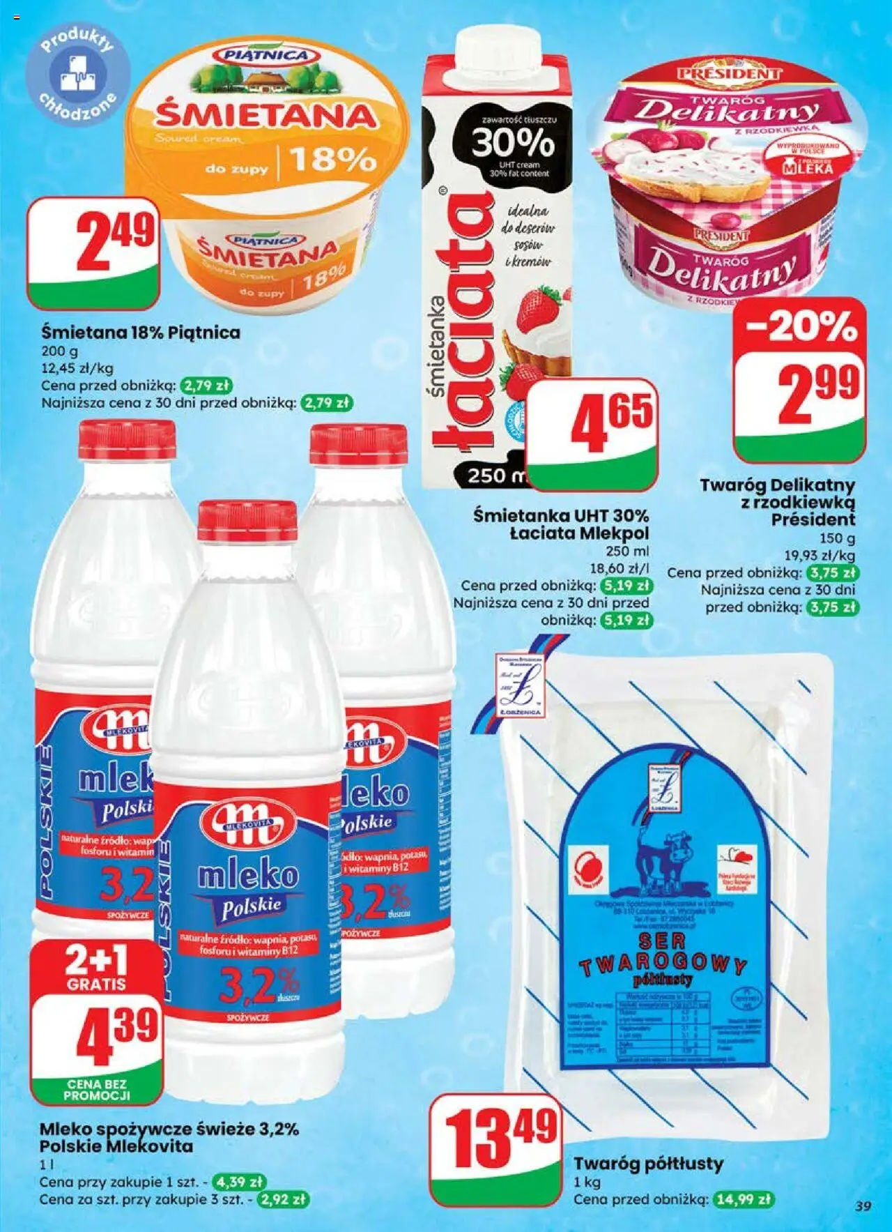 Dino Gazetka od 25.06.2025 | Strona: 39 | Produkty: Twaróg półtłusty, Mleko, Śmietana, Twaróg
