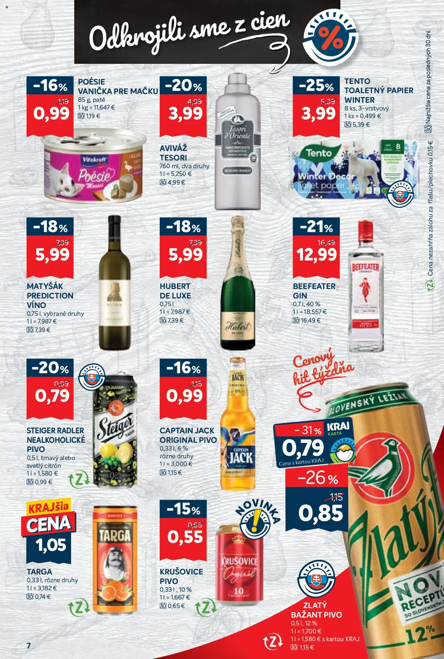Nové Kraj akcie – leták je platný od 05.03.2026 | Strana: 13 | Produkty: Pivo, Beefeater, Toaletný papier, Aviváž