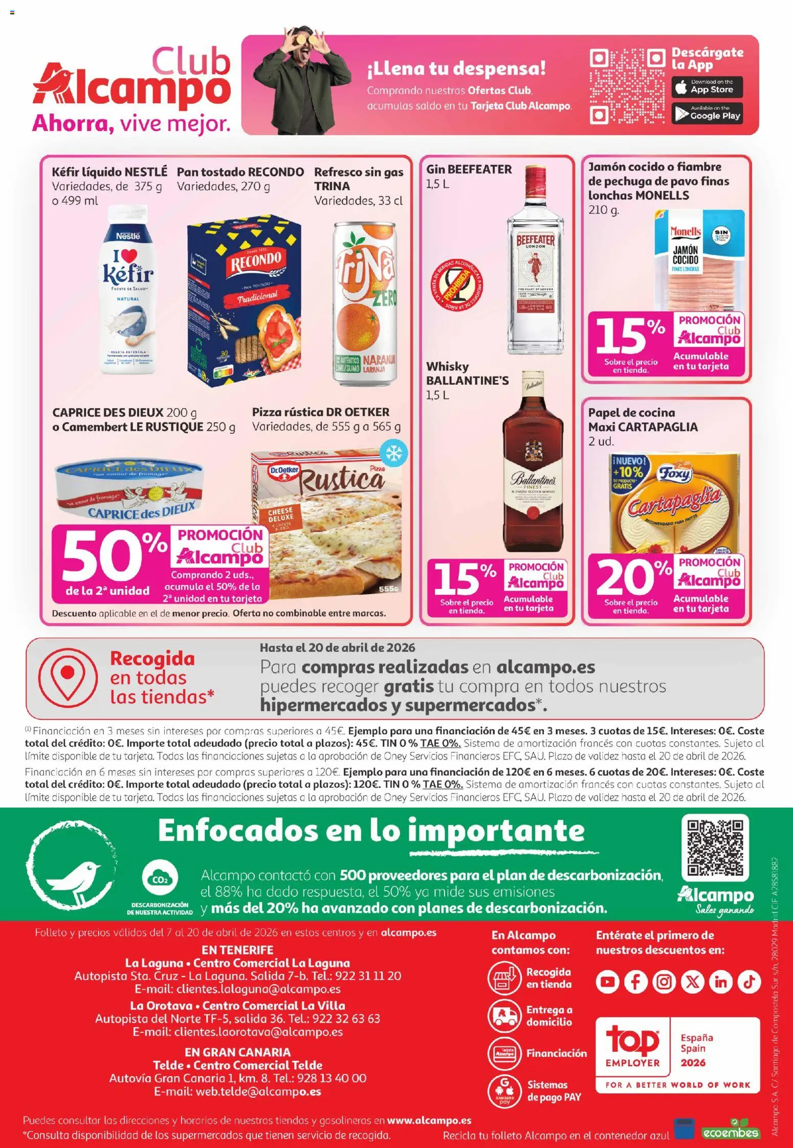 Alcampo Canarias │ válido desde el 07.04.2026 | Página: 36 | Productos: Jamón, Pizza, Whisky, Cocina