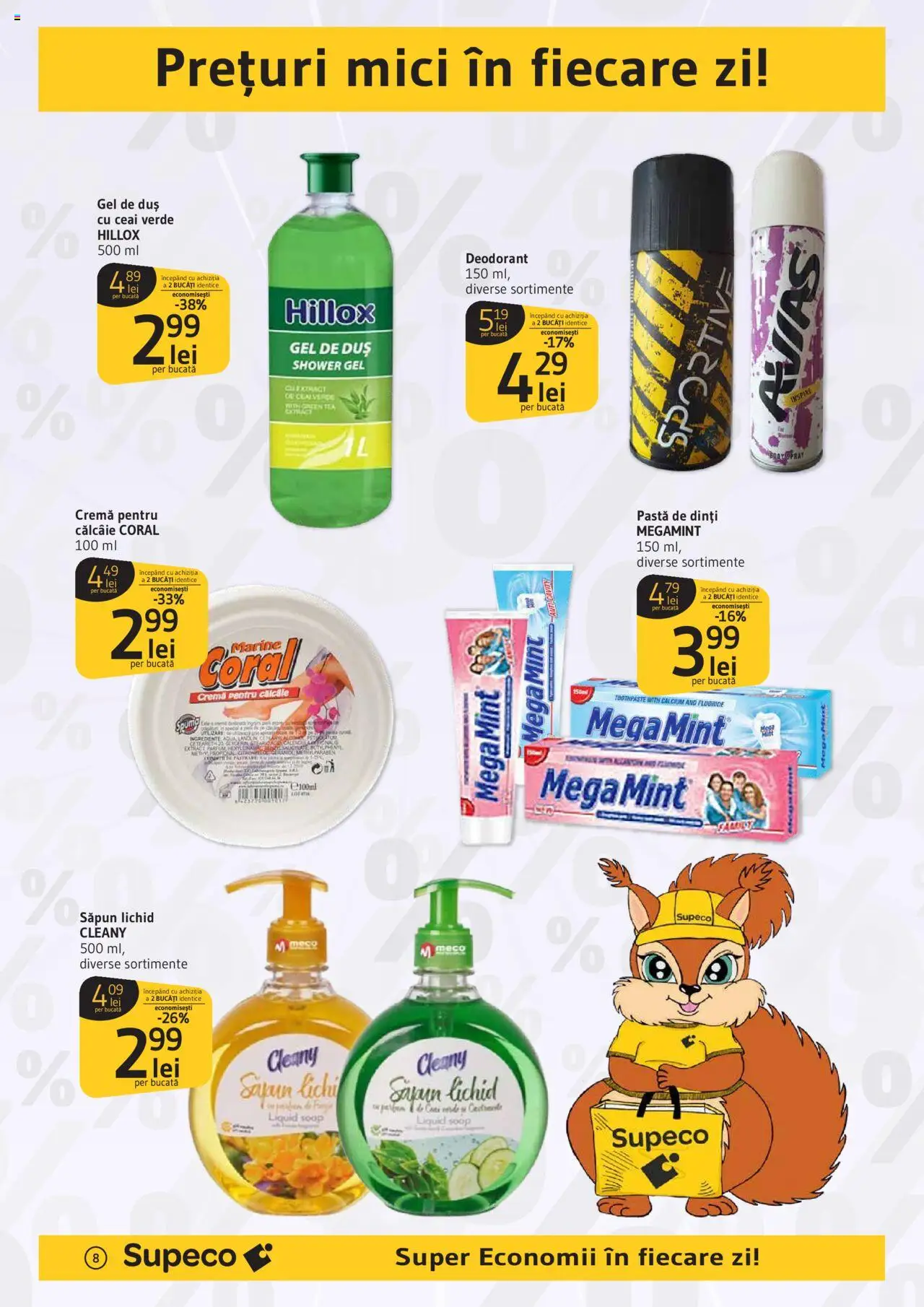 Supeco catalog - Prim Pret – valabil de la 28.08.2025 | Pagină: 8 | Produse: Duș, Cremă, Săpun, Săpun lichid