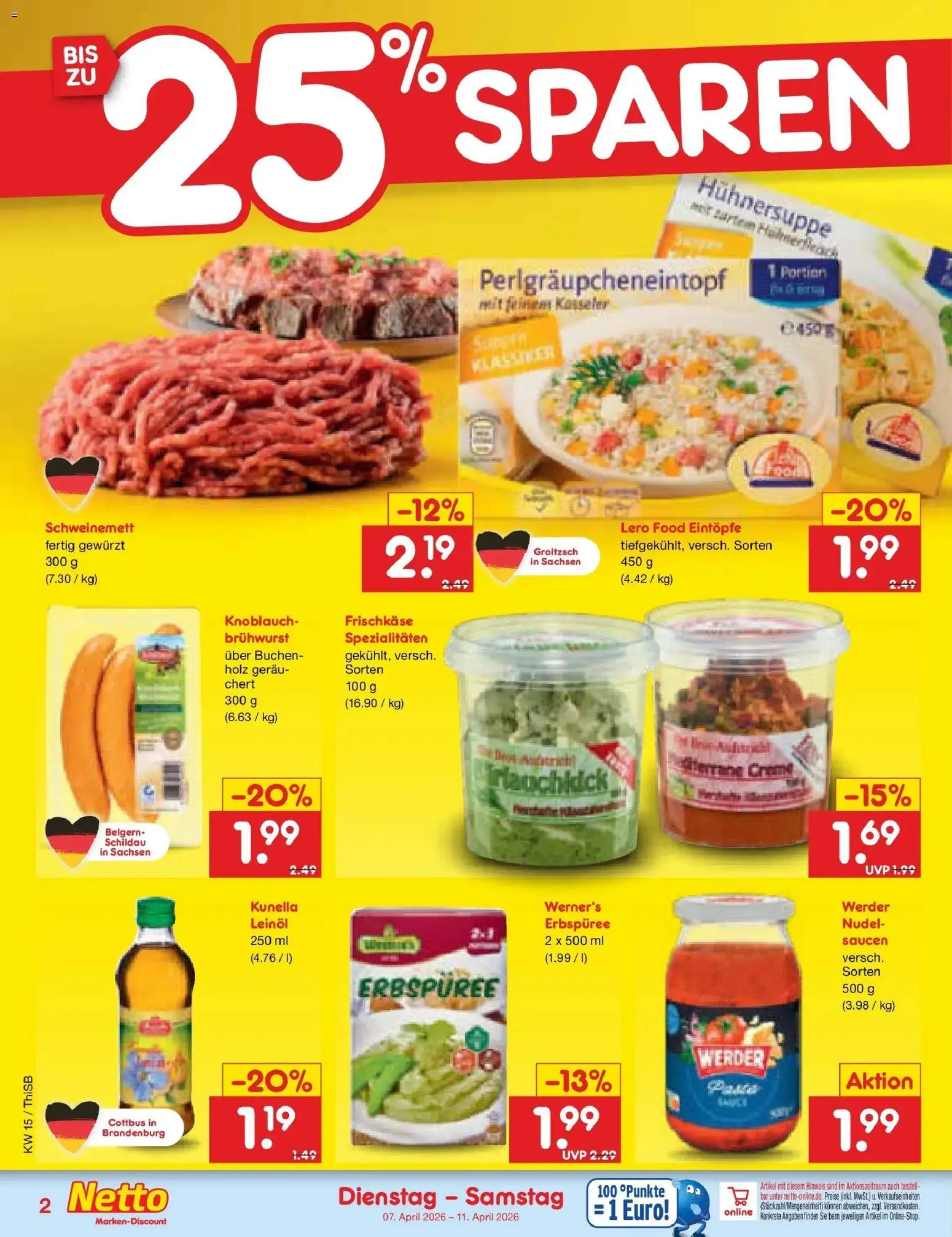 Netto Marken-Discount Prospekt Pirna	 – gültig ab 05.04.2026 | Seite: 28 | Produkte: Leinöl, Creme, Knoblauch, Frischkase