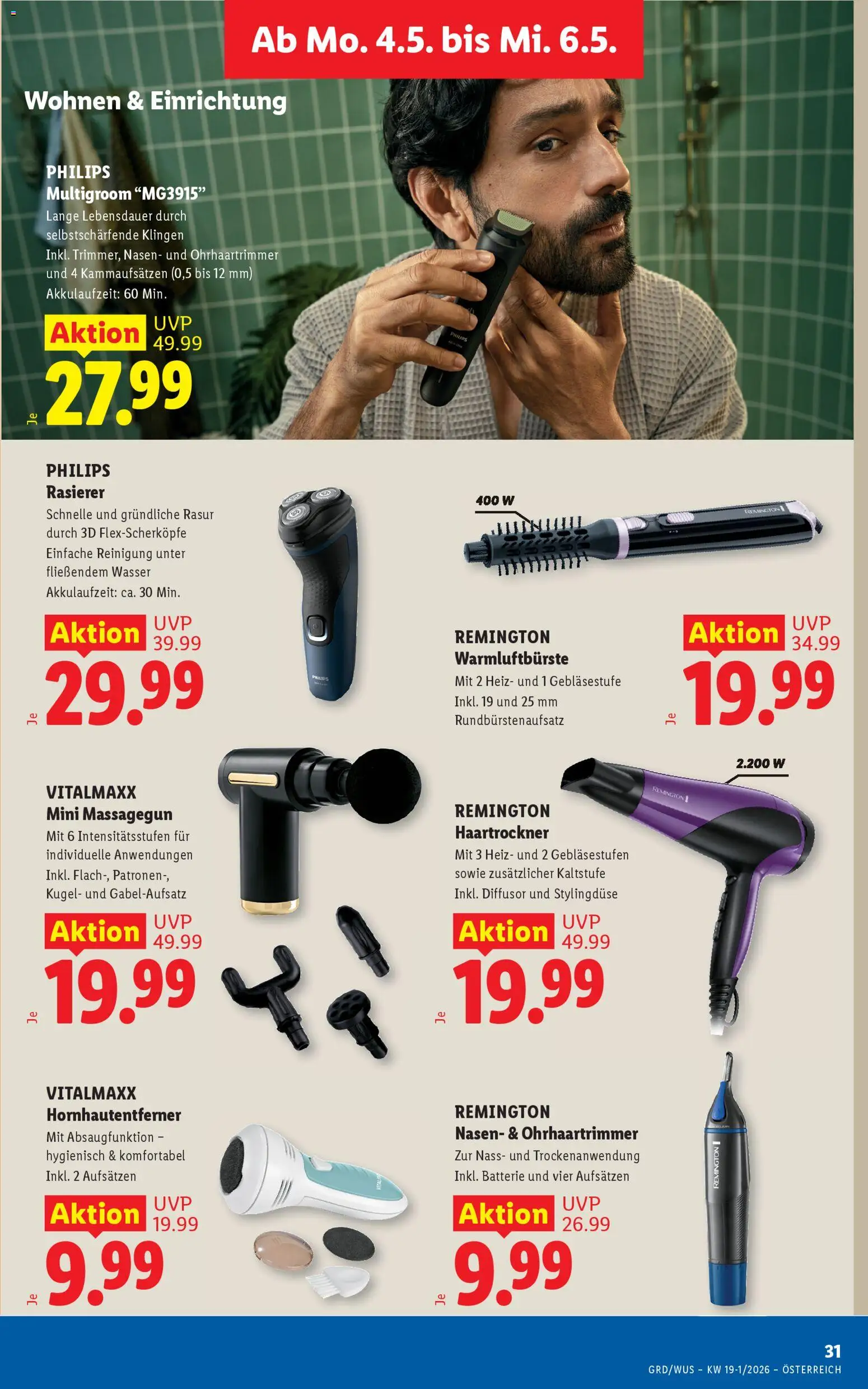 Lidl Flugblatt - Oberpullendorf, Güssing, Oberwart gültig ab 30.04.2026 | Seite: 36 | Produkte: Wasser, Rasierer, Haartrockner, Batterie