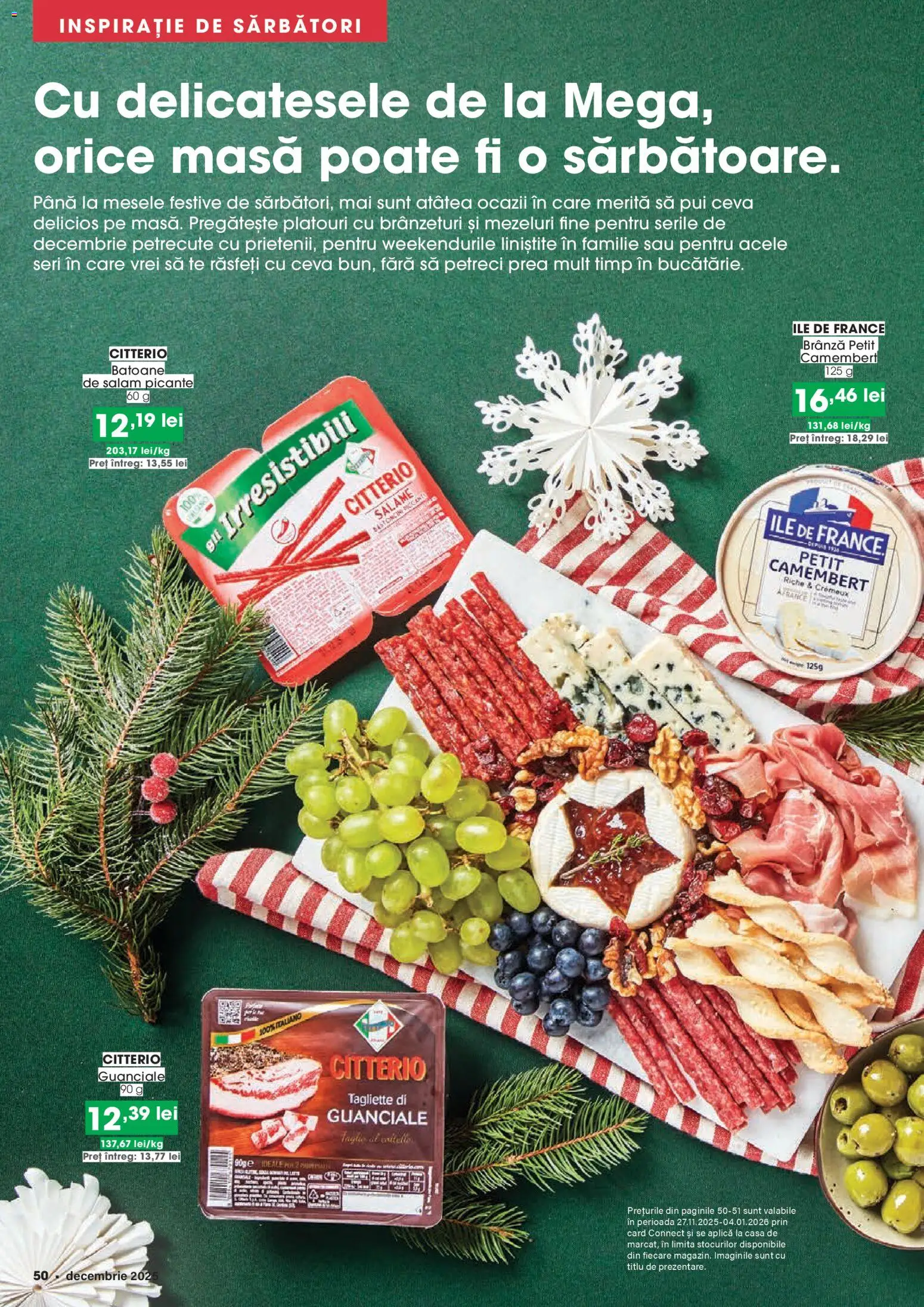 Noul catalog Mega Image – valabil de la 27.11.2025 | Pagină: 50 | Produse: Masă, Hacıyatmaz Kedi Oyuncağı, Brânză, Salam