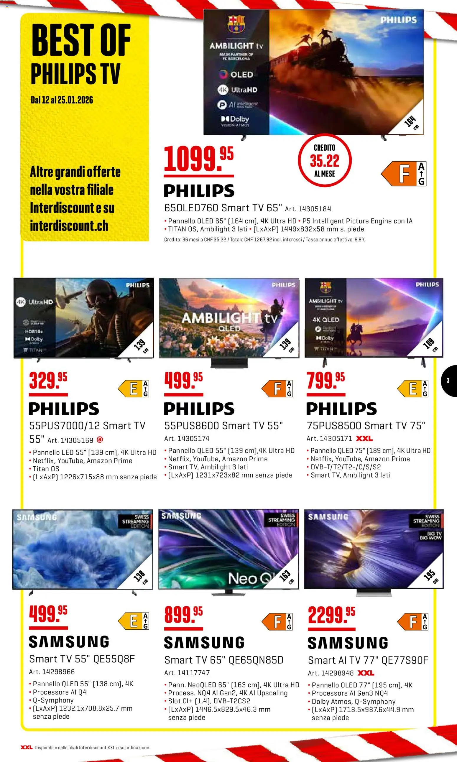 Interdiscount Aktionen IT – gültig ab 12.01.2026 | Seite: 3 | Produkte: TV, Samsung, Philips