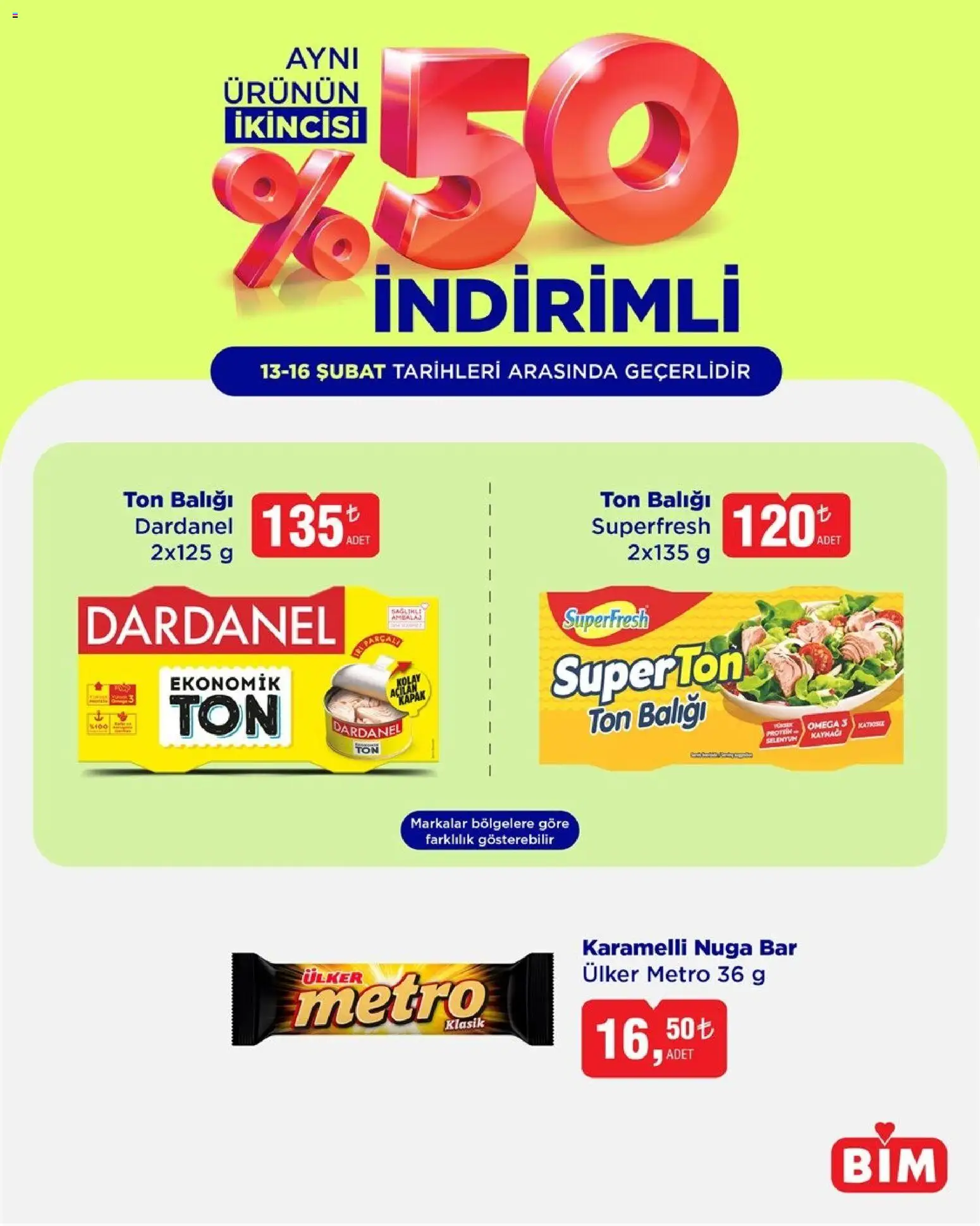 BİM %50 İndirim - 13.02.2026 tarihinden itibaren geçerlidir | Sayfa: 1 | Ürünler: Ton balığı