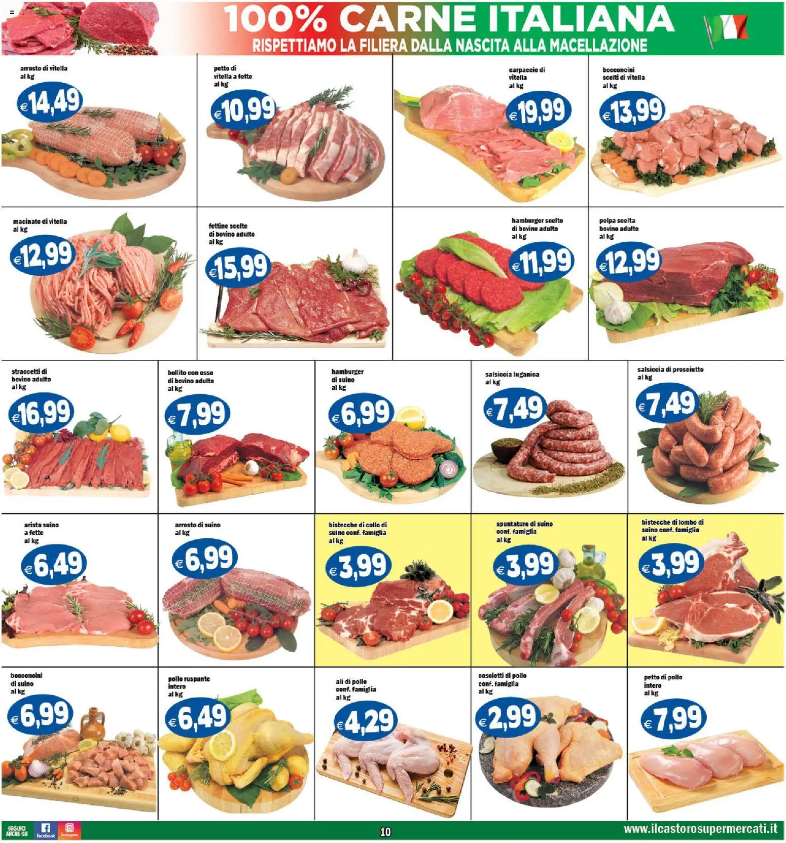 Volantino Il Castoro del 06.12.2025 | Pagina: 10 | Prodotti: Bovino, Suino, Salsiccia, Macinato