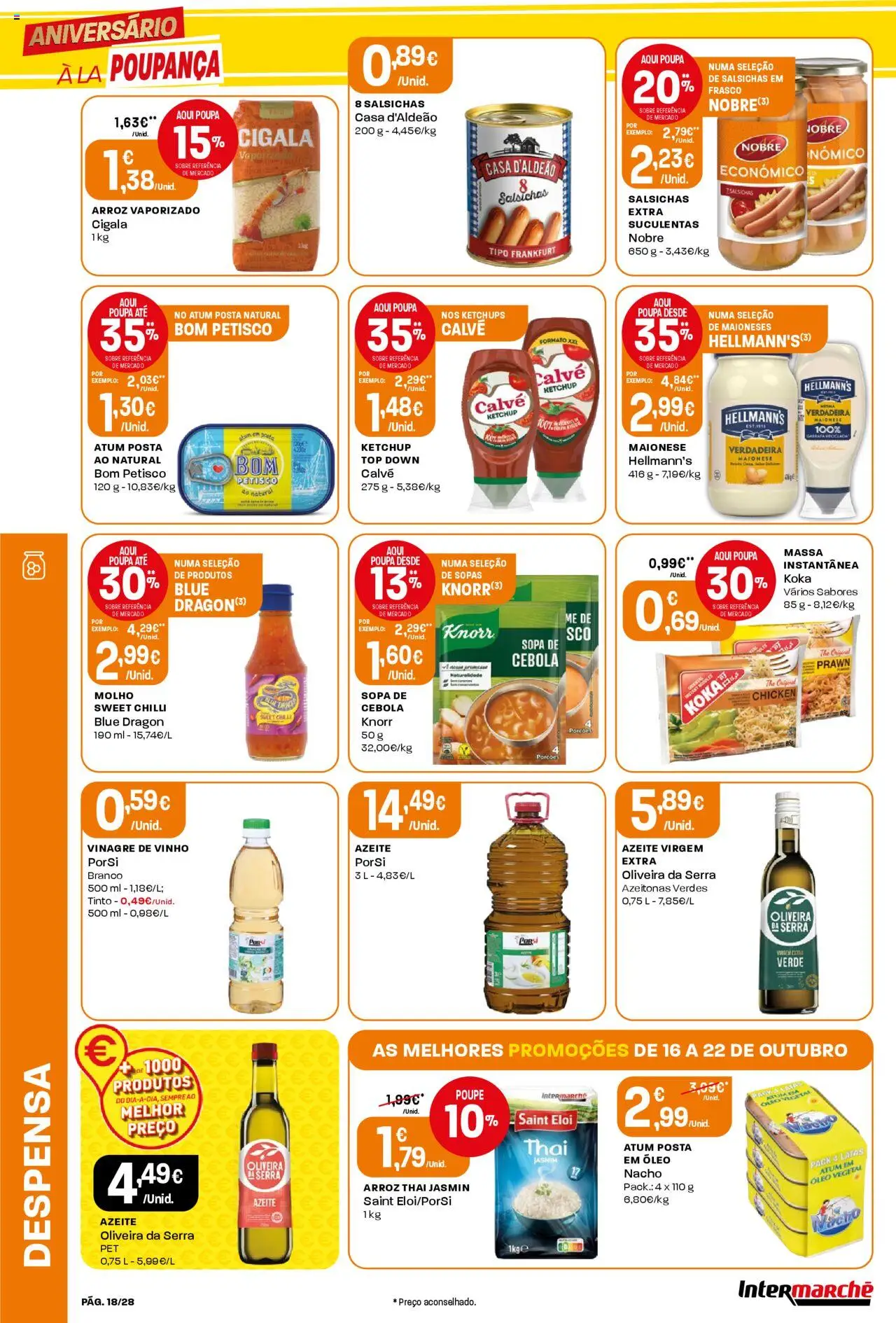Intermarché Folheto Contact │ válido de 16.10.2025 | Página: 18 | Produtos: Azeite, Top, Cebola, Massa