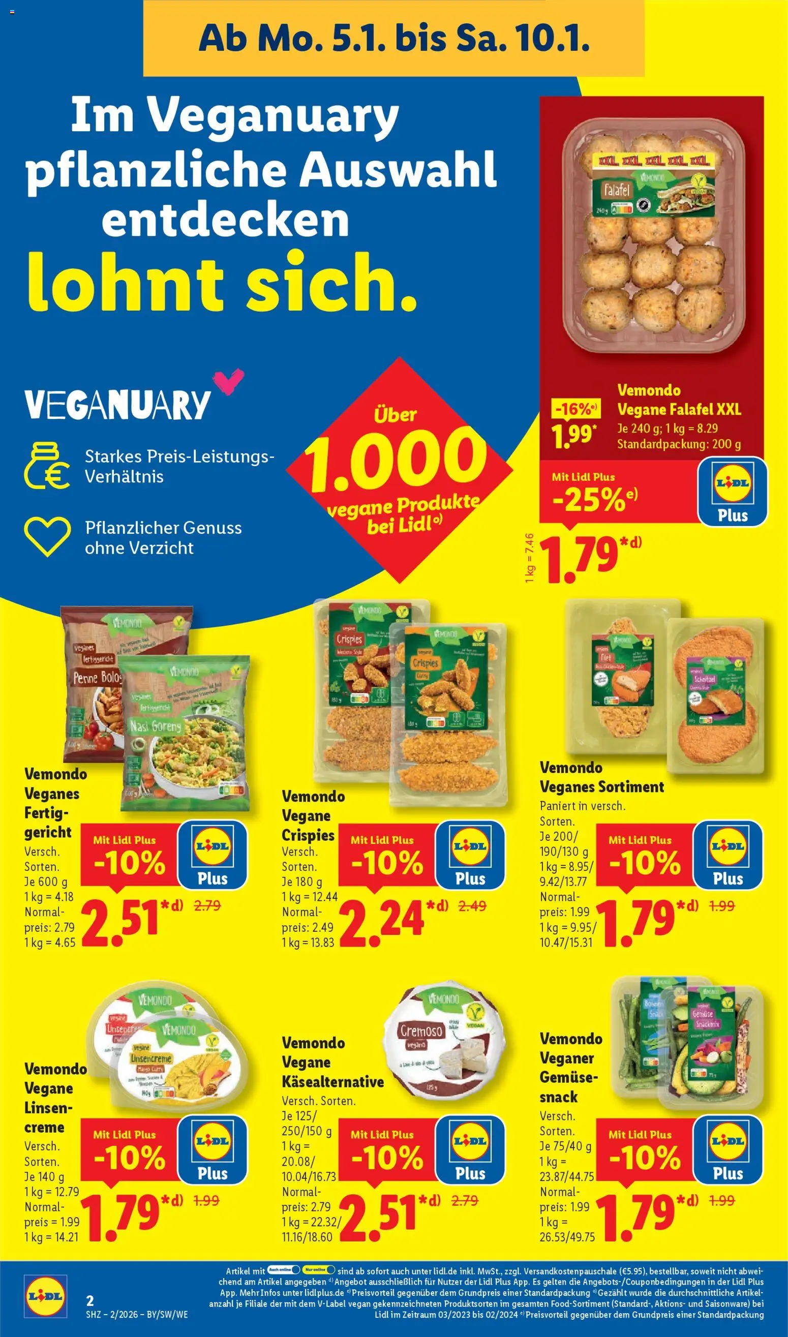 Lidl Prospekt Gundelsheim – gültig ab 05.01.2026 | Seite: 2 | Produkte: Schnitzel, Creme, Gemüse