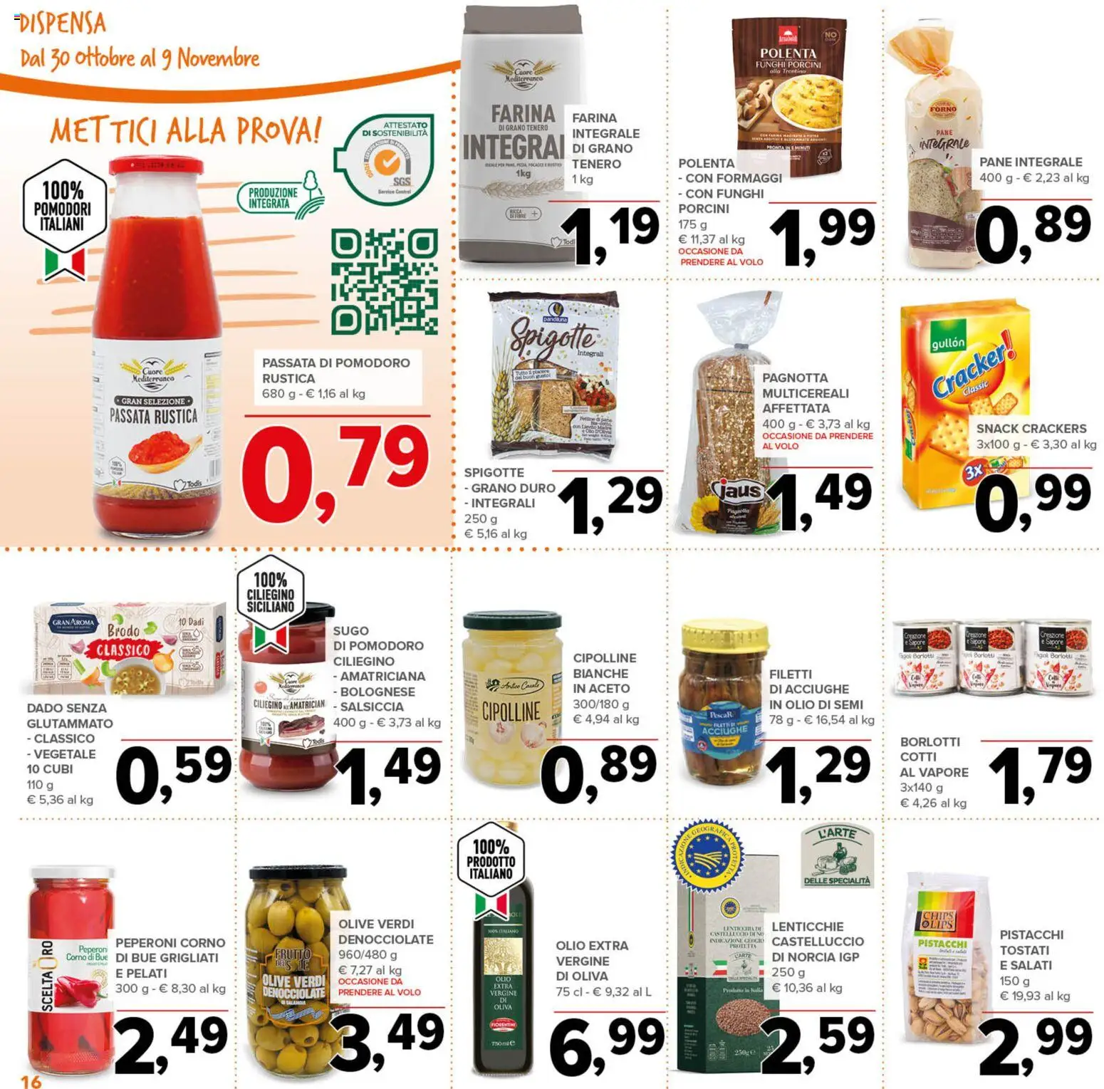 Volantino Todis del 30.10.2025 | Pagina: 16 | Prodotti: Lenticchie, Passata di pomodoro, Acciughe, Sugo