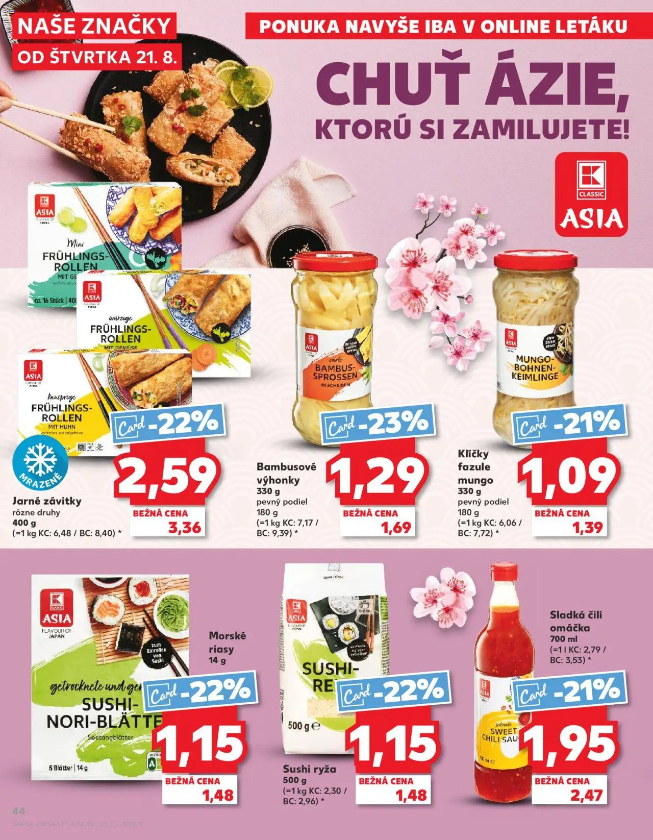 Kaufland Bratislava-Avion │ platný od 21.08.2025 | Strana: 44 | Produkty: Ryža, Sushi, Omáčka
