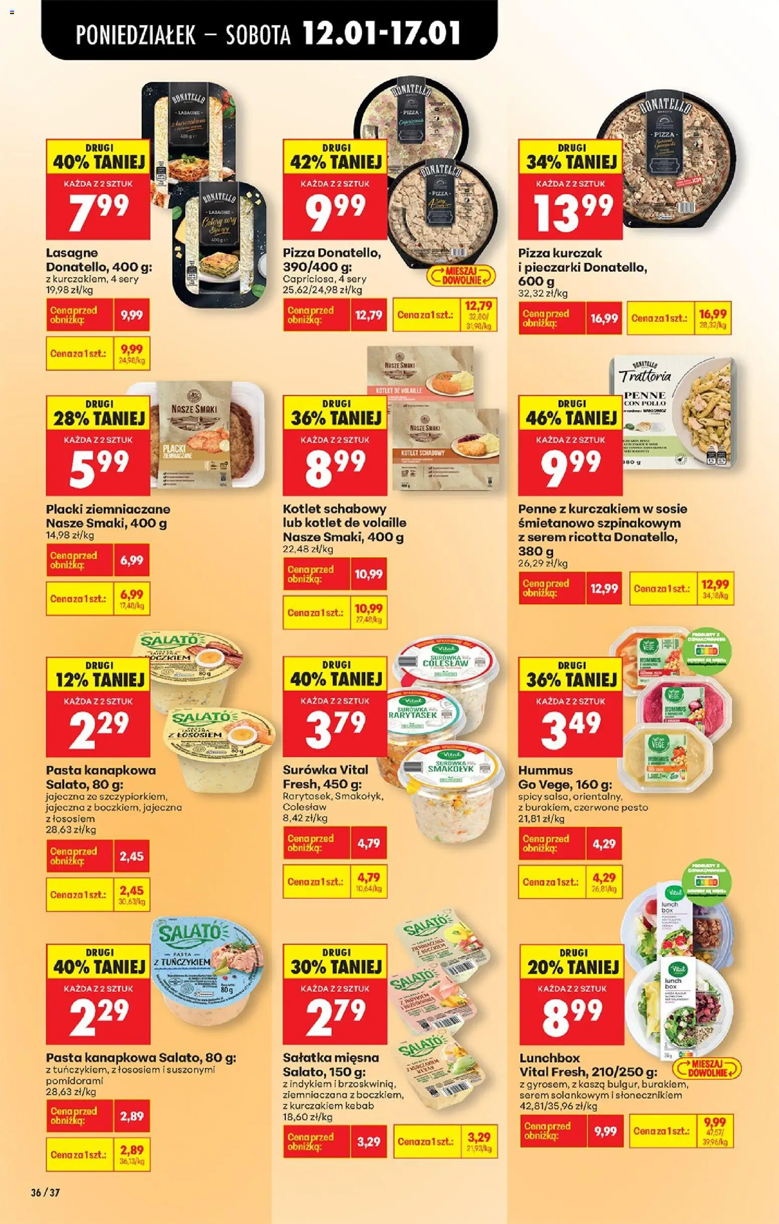 Biedronka gazetka od 12.01.2026 | Strona: 44 | Produkty: Placki ziemniaczane, Sandwich, Hummus, Sałatka