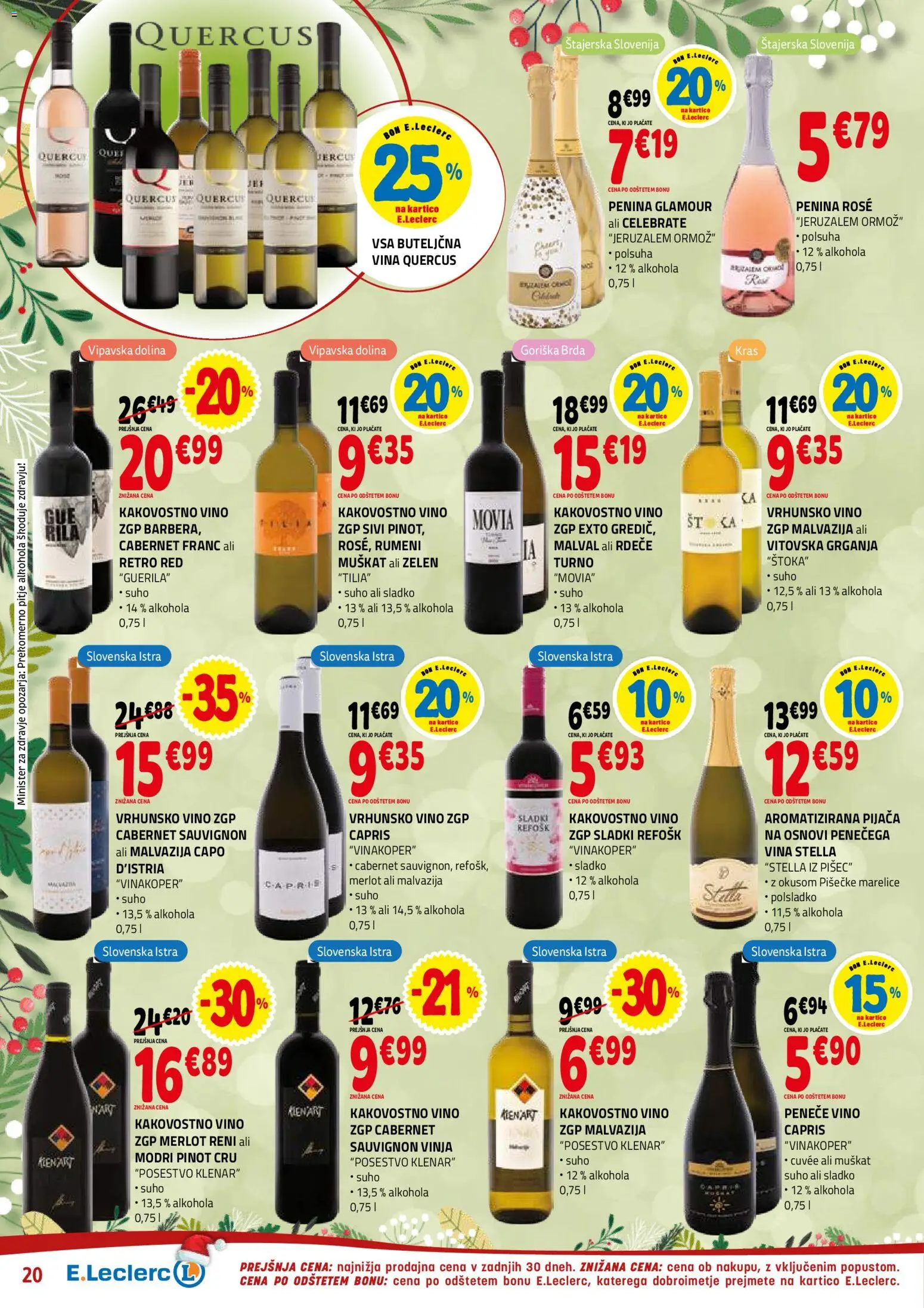 Novi E.leclerc katalog ponudbe – veljaven od 27.12.2025 | Stran: 20 | Izdelki: Marelice, Penina, Vino