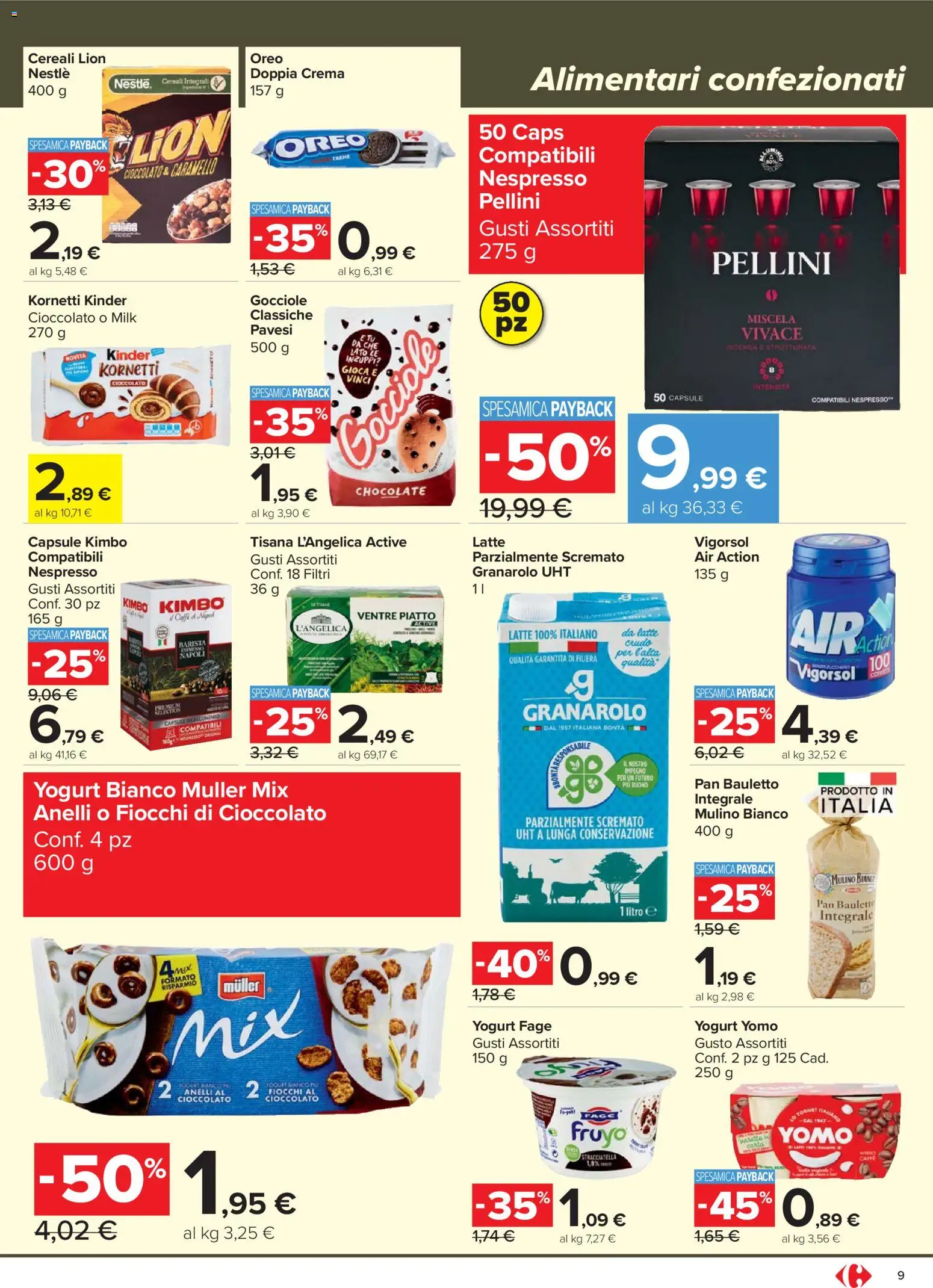 Volantino Carrefour del 13.03.2026 | Pagina: 9 | Prodotti: Crema, Cioccolato, Cereali, Latte parzialmente scremato