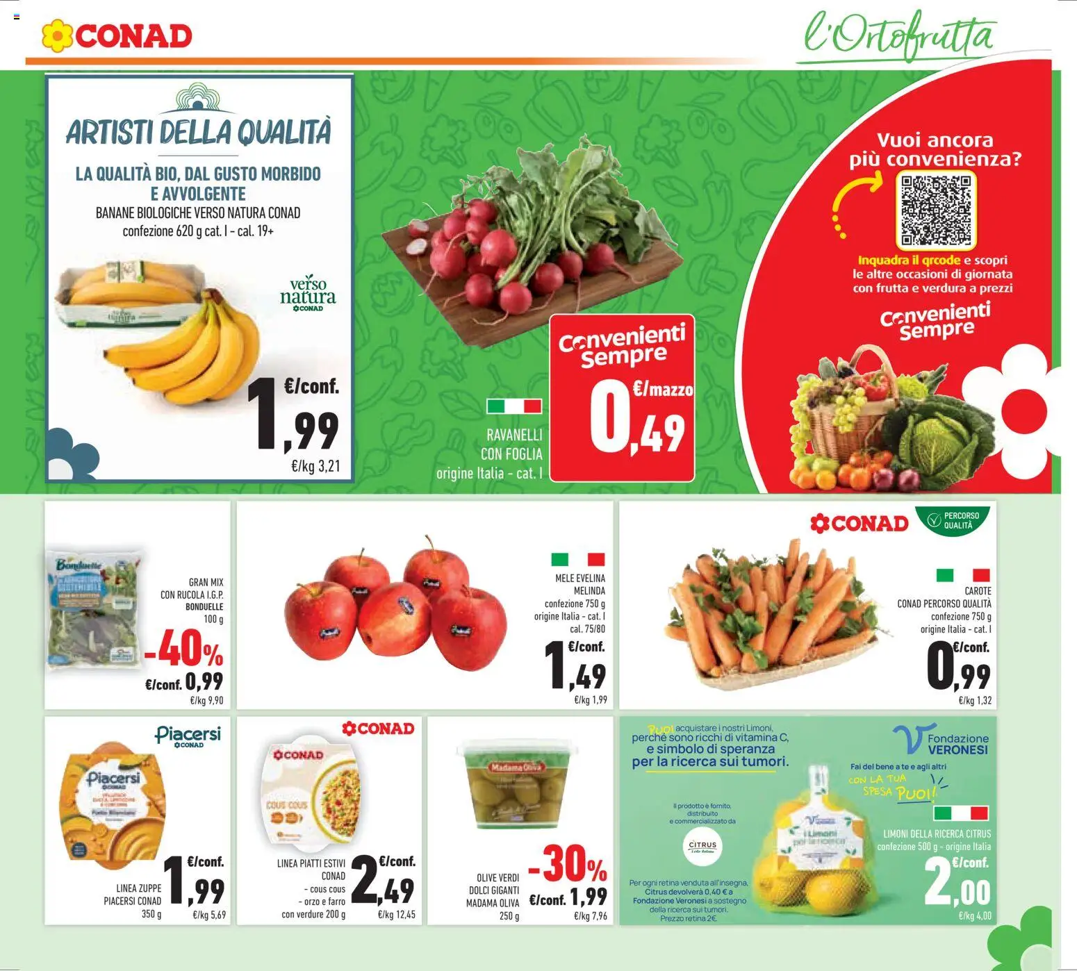 Volantino Conad del 08.04.2026 | Pagina: 11 | Prodotti: Verdure, Frutta, Olive, Farro