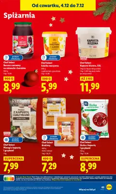 Pogląd oferty "Chef Select Pierogi z kapustą i grzybami, Pierogi z kapustą i grzybami, 1 kg" - ważna od 04.12.2025 | Strona: 65 | Produkty: Barszcz, Pierogi, Uszka z kapustą i grzybami, Krokiety