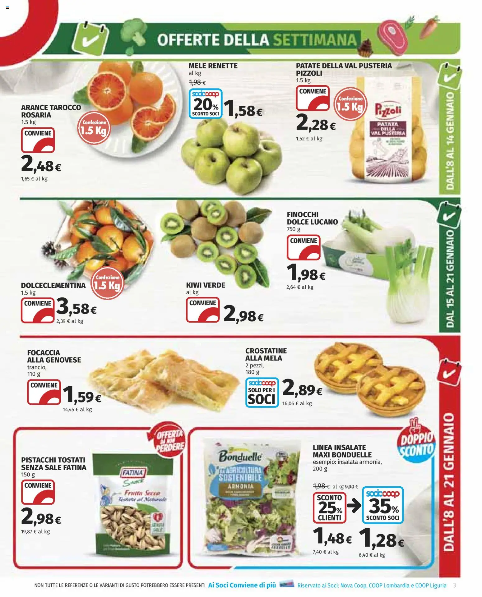 Volantino COOP del 08.01.2026 | Pagina: 3 | Prodotti: Mele, Arance, Kiwi, Patate