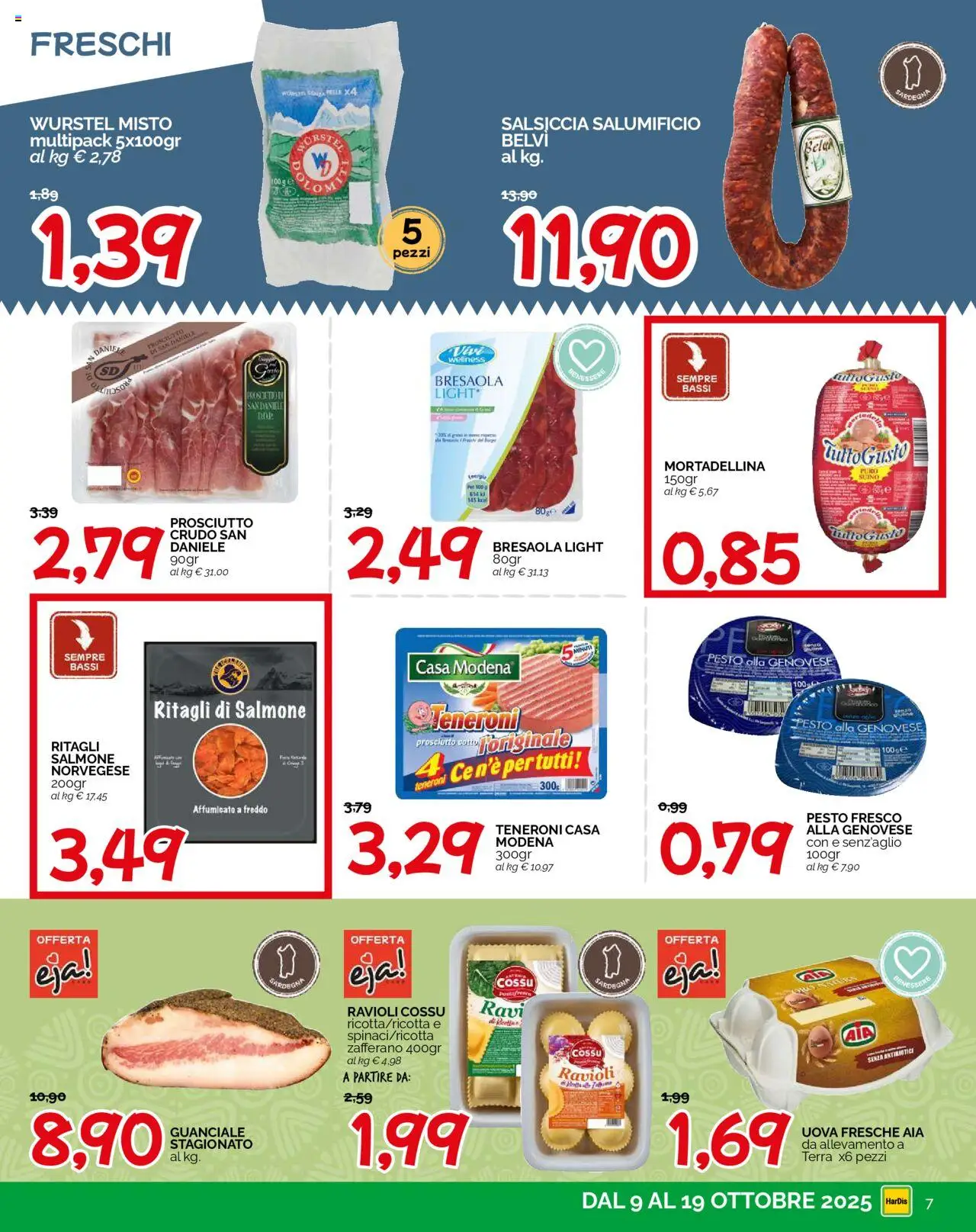 Volantino HarDis del 09.10.2025 | Pagina: 7 | Prodotti: Uova, Ravioli, Guanciale, Terra