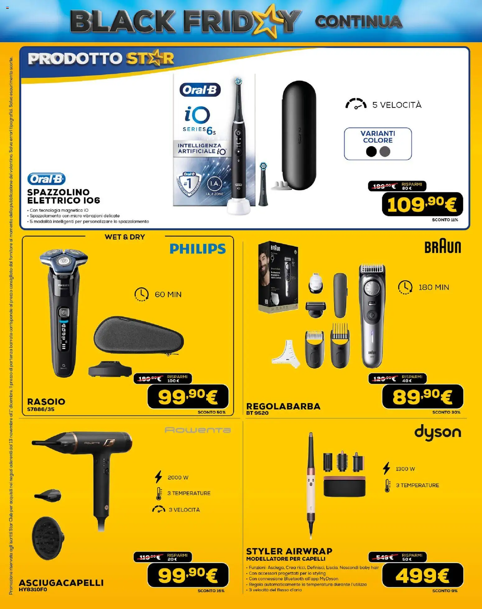 Volantino Euronics del 13.11.2025 | Pagina: 22 | Prodotti: Rasoio, Regolabarba, Spazzolino, Asciugacapelli