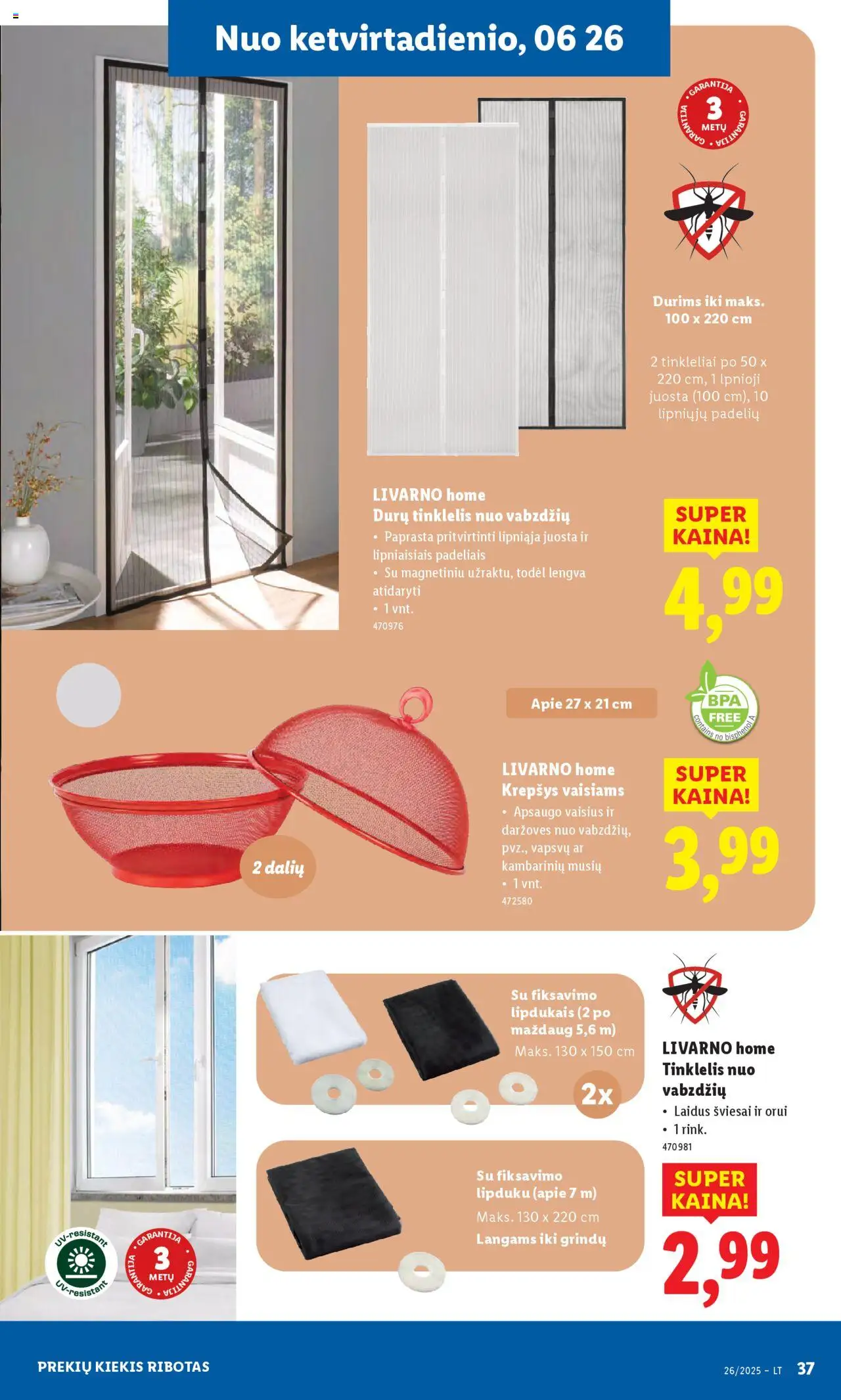 LIDL leidinys - Ne maisto prekių pasiūlymai│galioja nuo 23.06.2025 | Puslapis: 37 | Prekių: Krepšys