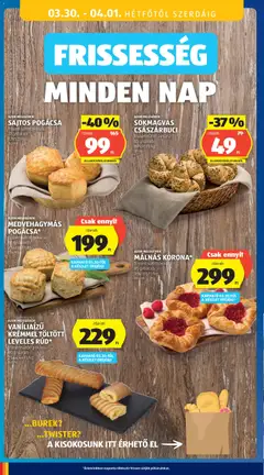 SAJTOS POGÁCSA, frissen sütött pékáru, 77 g/darab - amely érvényes a következő dátumtól: 26.03.2026 | Oldal: 60 | Termékek: Pogácsa