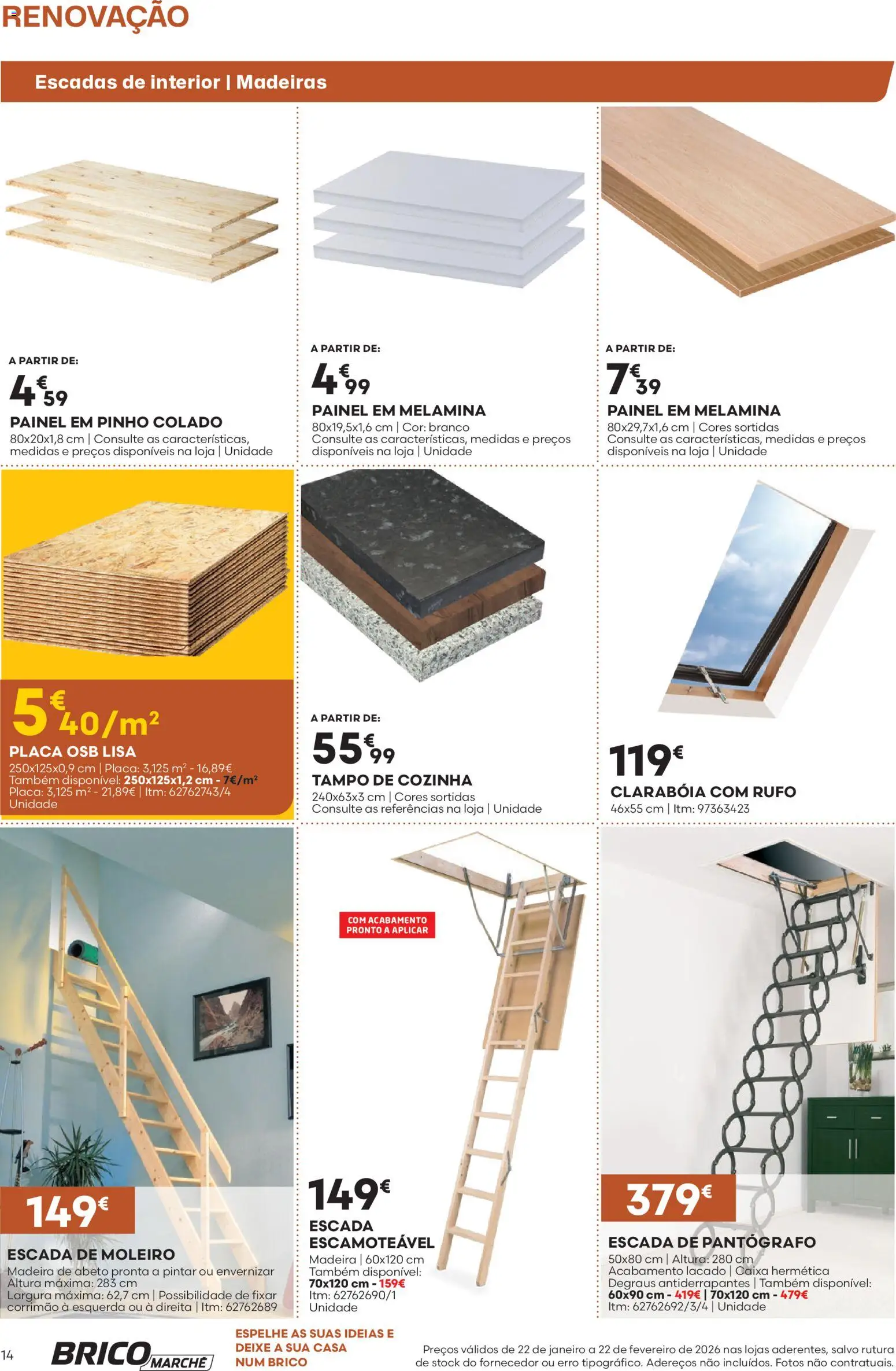 BricoMarché folheto │ válido de 22.01.2026 | Página: 14 | Produtos: Escada, Madeiras, Caixa