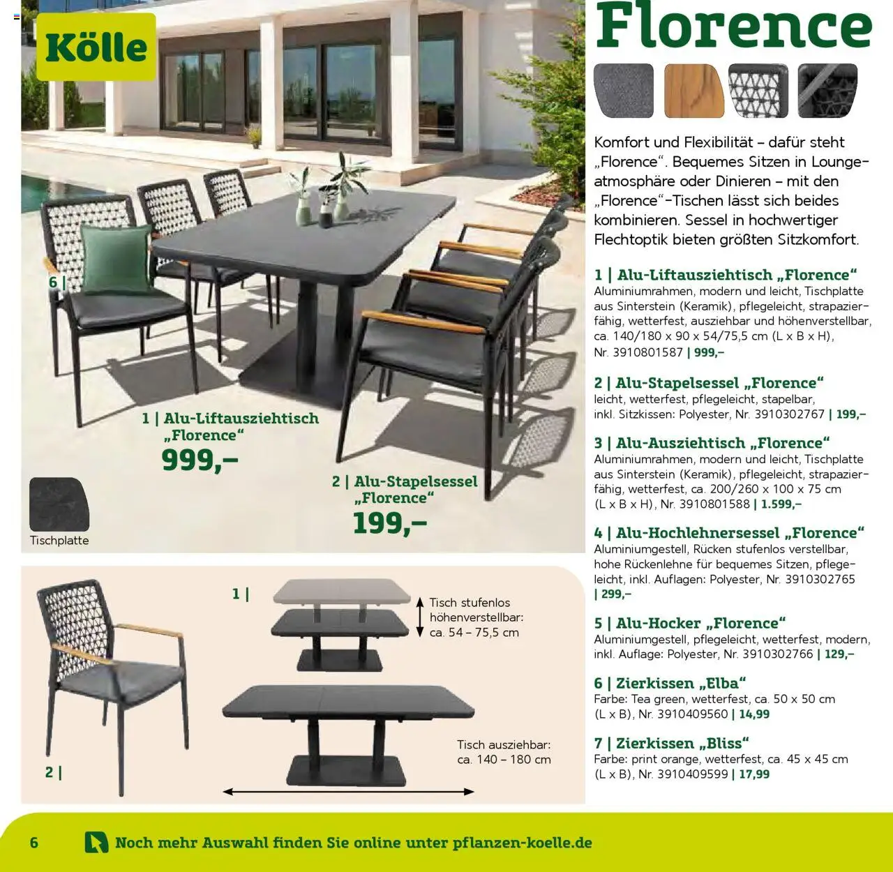 Pflanzen-Kölle Gartenmöbel Katalog 2025 – gültig ab 22.01.2025 | Seite: 6 | Produkte: Sessel, Tisch