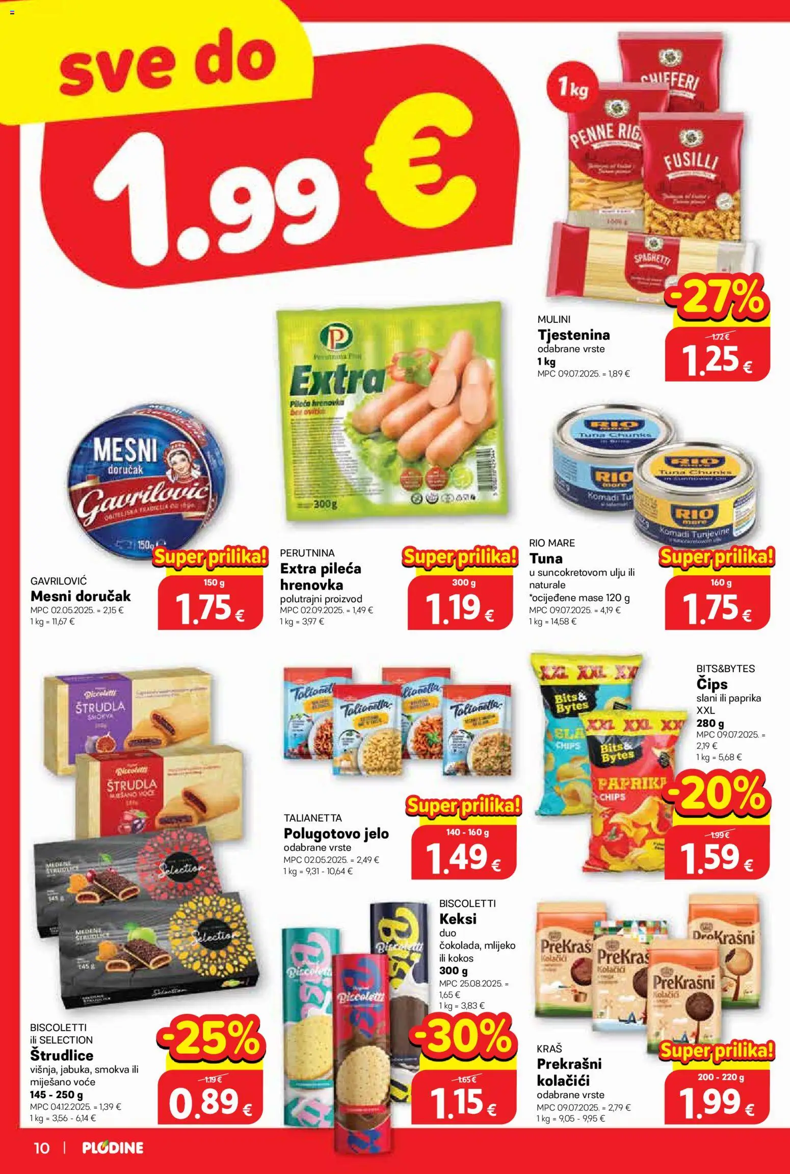 Plodine katalog | vrijedi od 02.01.2026 | Stranica: 10 | Proizvodi: Mlijeko, Tjestenina, Kolačići, Tuna