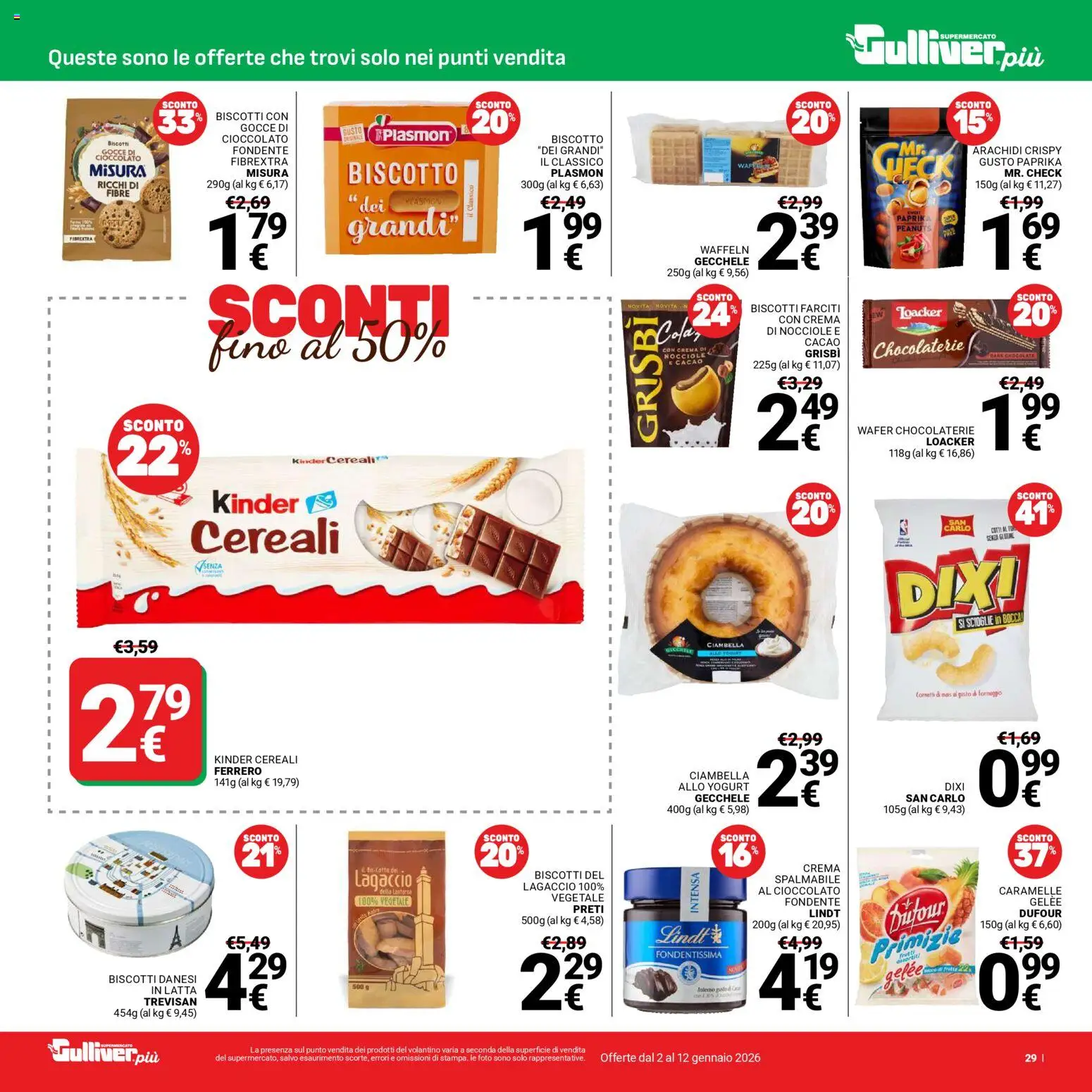 Volantino Gulliver del 02.01.2026 | Pagina: 29 | Prodotti: Caramelle, Nocciole, Arachidi, Cacao