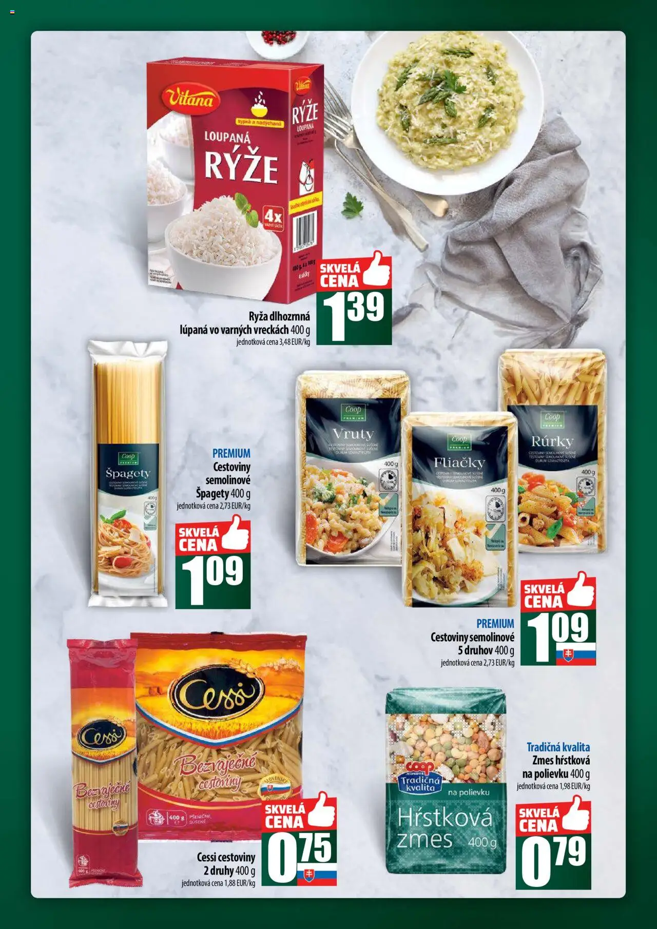 Nové COOP Jednota akcie – leták je platný od 16.10.2025 | Strana: 31 | Produkty: Ryža, Cestoviny, Špagety