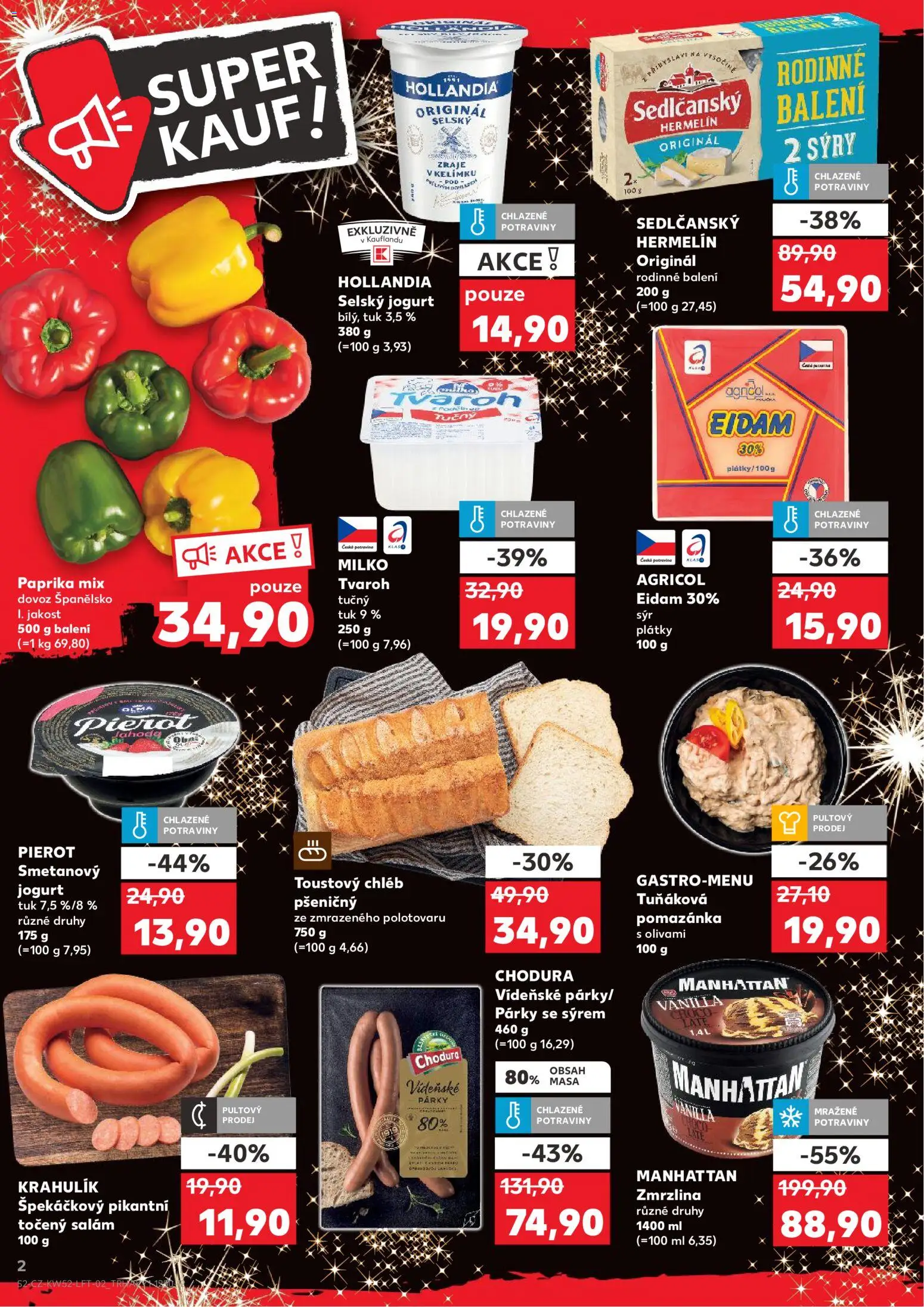 Kaufland leták - Praha 4 od 27.12.2025 | Strana: 2 | Produkty: Sedlčanský Hermelín, Tuňáková pomazánka, Tvaroh, Pomazánka