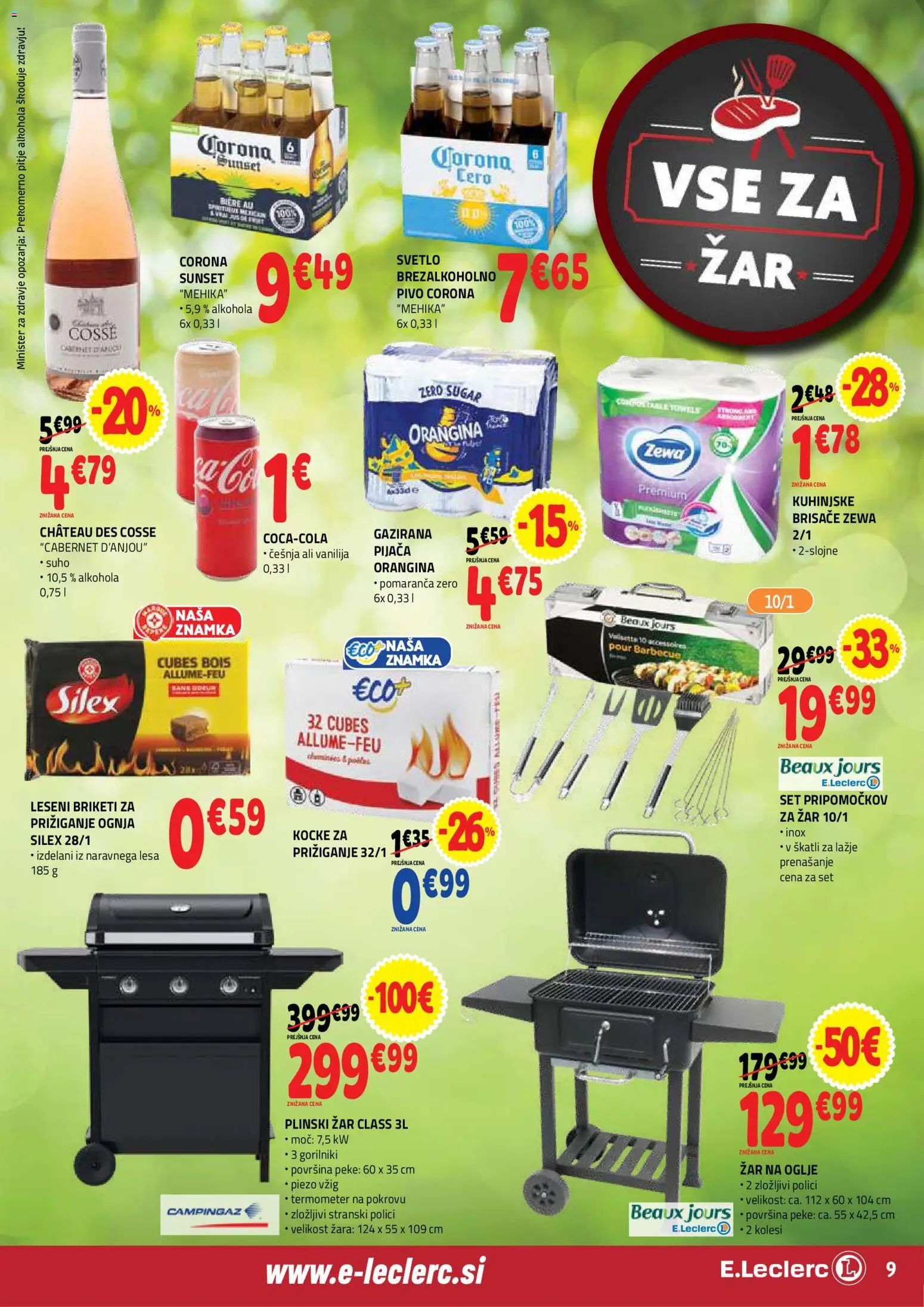 Novi E.leclerc katalog ponudbe – veljaven od 08.04.2026 | Stran: 9 | Izdelki: Plinski žar, Zar, Termometer, Pivo