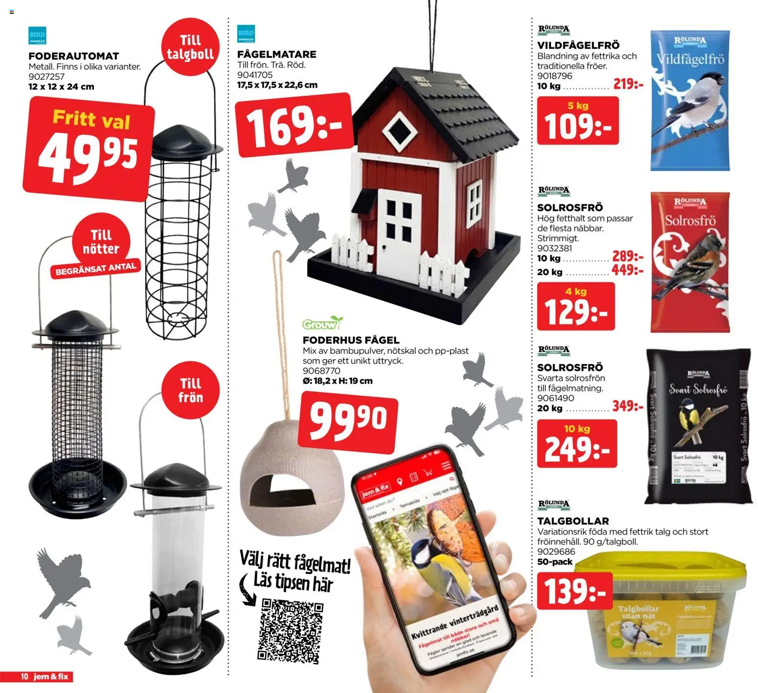 Jem & Fix reklamblad aktuell från 16.11.2025 | Sida: 10 | Produkter: Fågelmat, Fågelmatare, Nötter