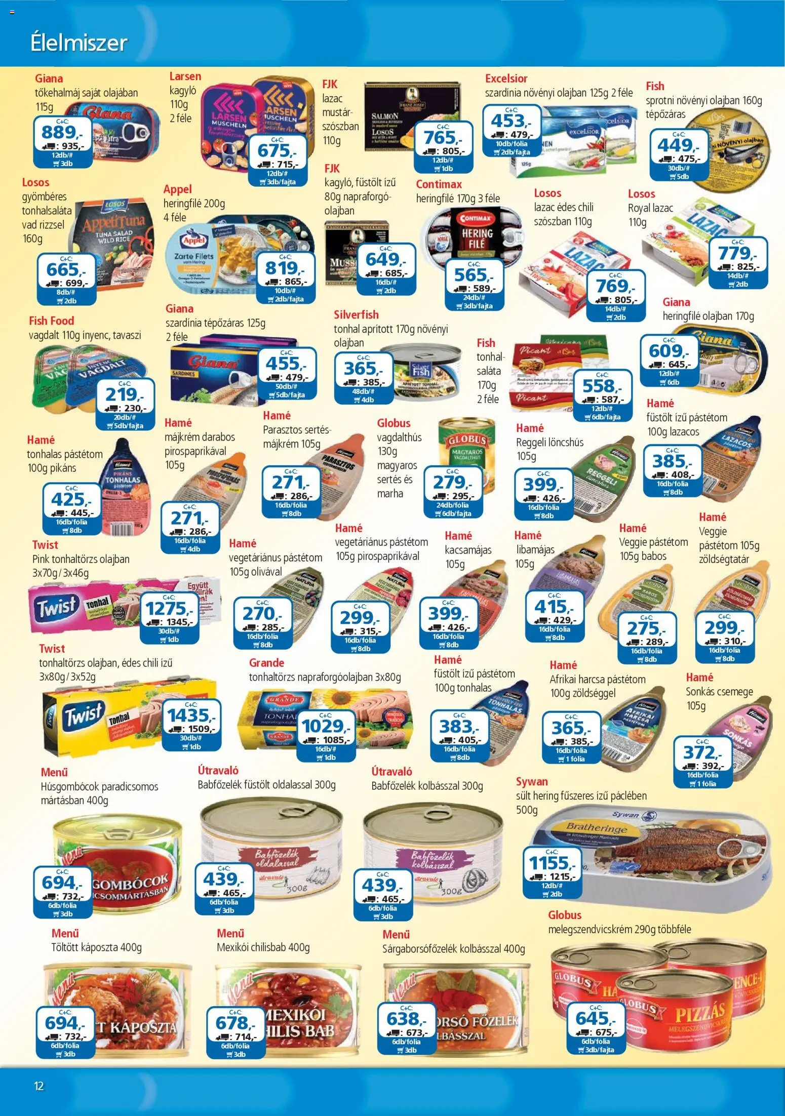 ÁRKLUB akciós ujság - amely érvényes a következő dátumtól: 01.04.2026 | Oldal: 12 | Termékek: Májkrém, Tonhalsaláta, Szardínia, Mustár