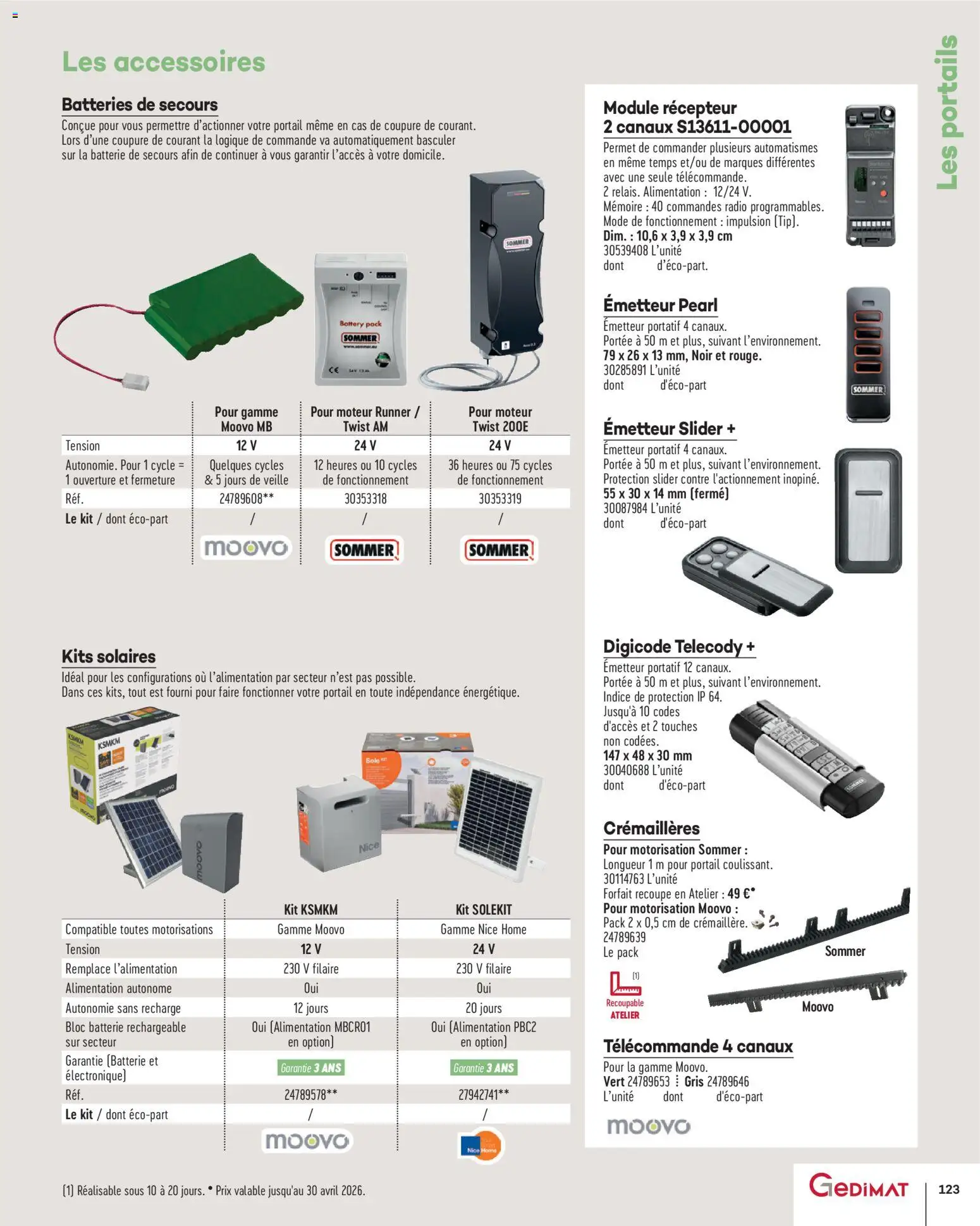 {H1} | Page: 123 | Produits: Radio, Portail, Batterie, Télécommande