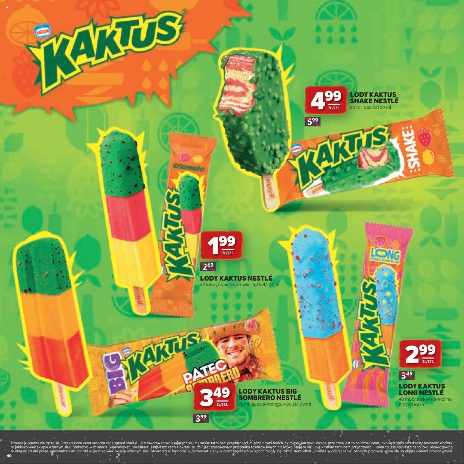 Stokrotka gazetka - Grill od 23.04.2026 | Strona: 40 | Produkty: Cytryna, Stokrotka, Lody Kaktus, Lody