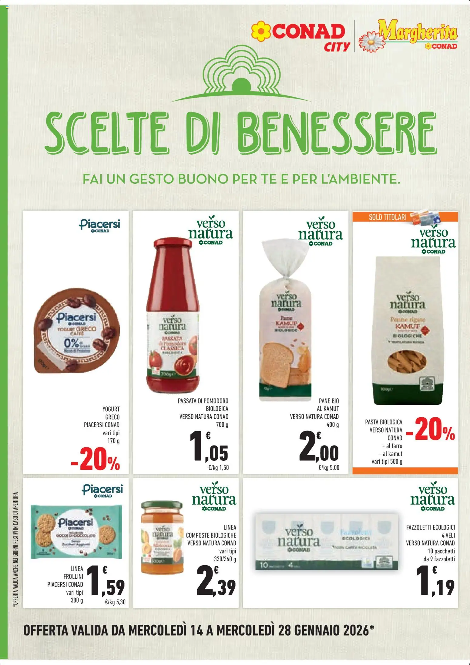 Volantino Conad del 14.01.2026 | Pagina: 12 | Prodotti: Tè, Pomodoro, Passata di pomodoro, Farro