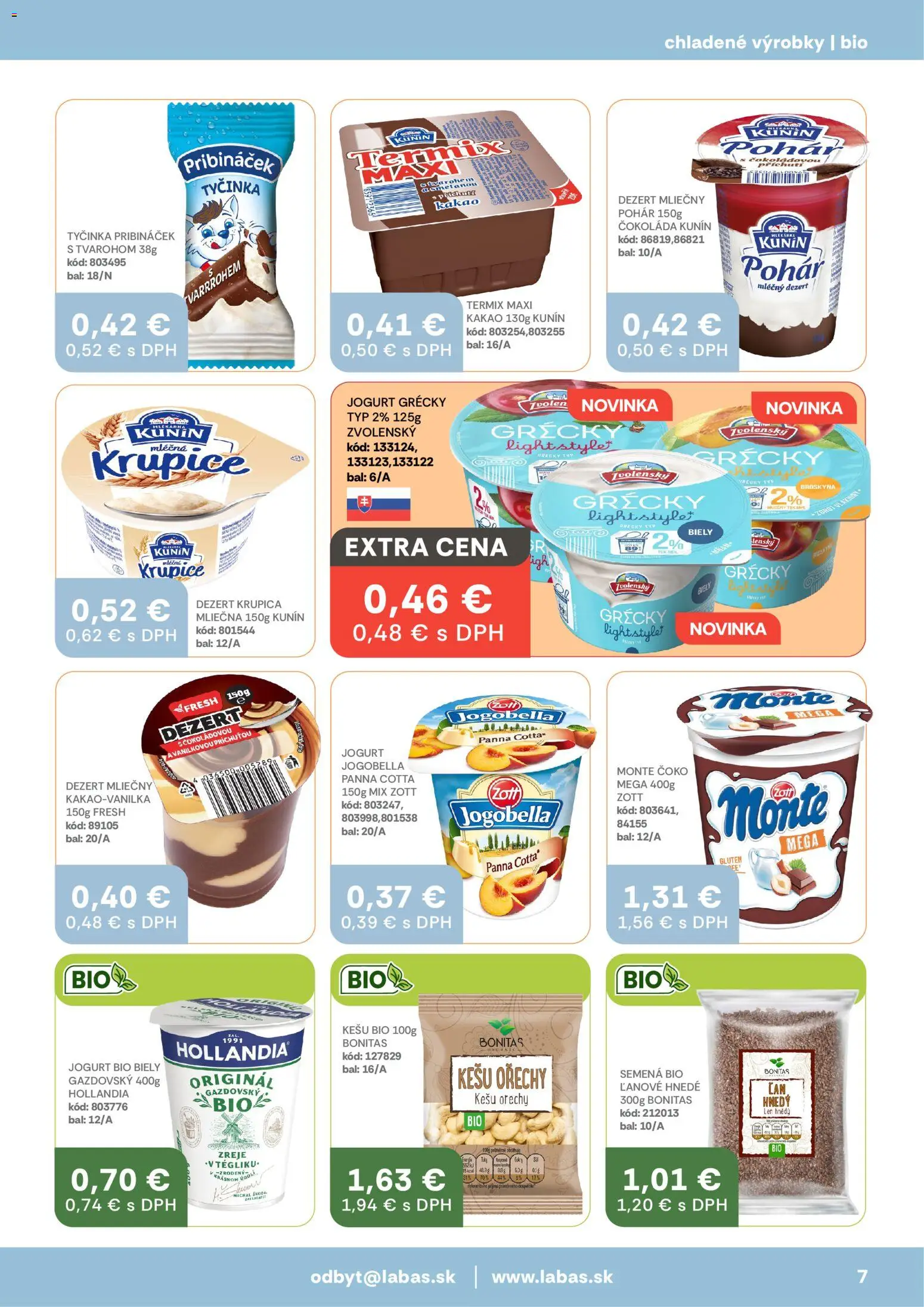 Nové Labaš akcie – leták je platný od 27.02.2026 | Strana: 7 | Produkty: Jogurt, Čokoláda, Orechy, Kešu orechy