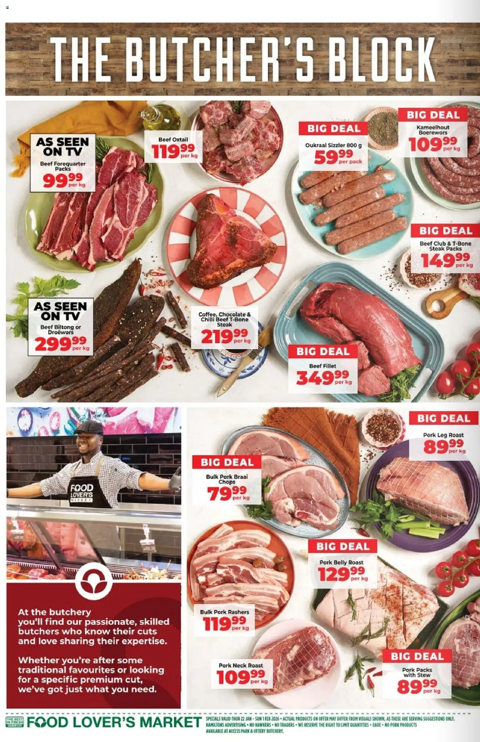 New Food Lover's Market catalogue – valid from 22.01.2026 | Page: 8 | Products: Boerewors, Pork, Beef, Chilli