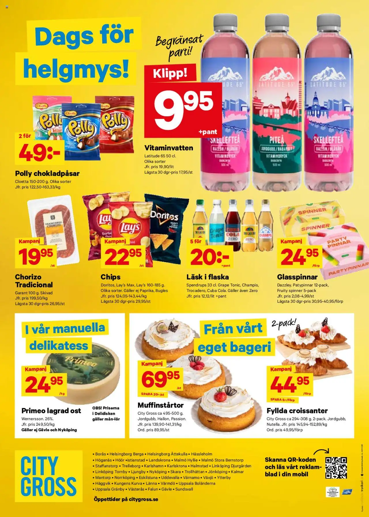 City Gross reklamblad aktuell från 11.08.2025 | Sida: 13 | Produkter: Bageri, Chips, Ost, Chorizo