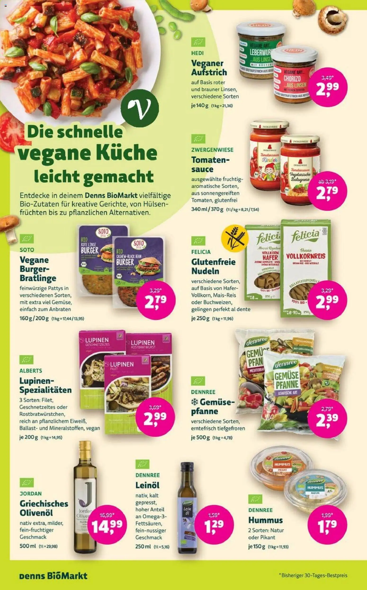 Denns BioMarkt Angebote – gültig ab 05.11.2025 | Seite: 8 | Produkte: Burger, Tomaten, Gemüse, Nudeln