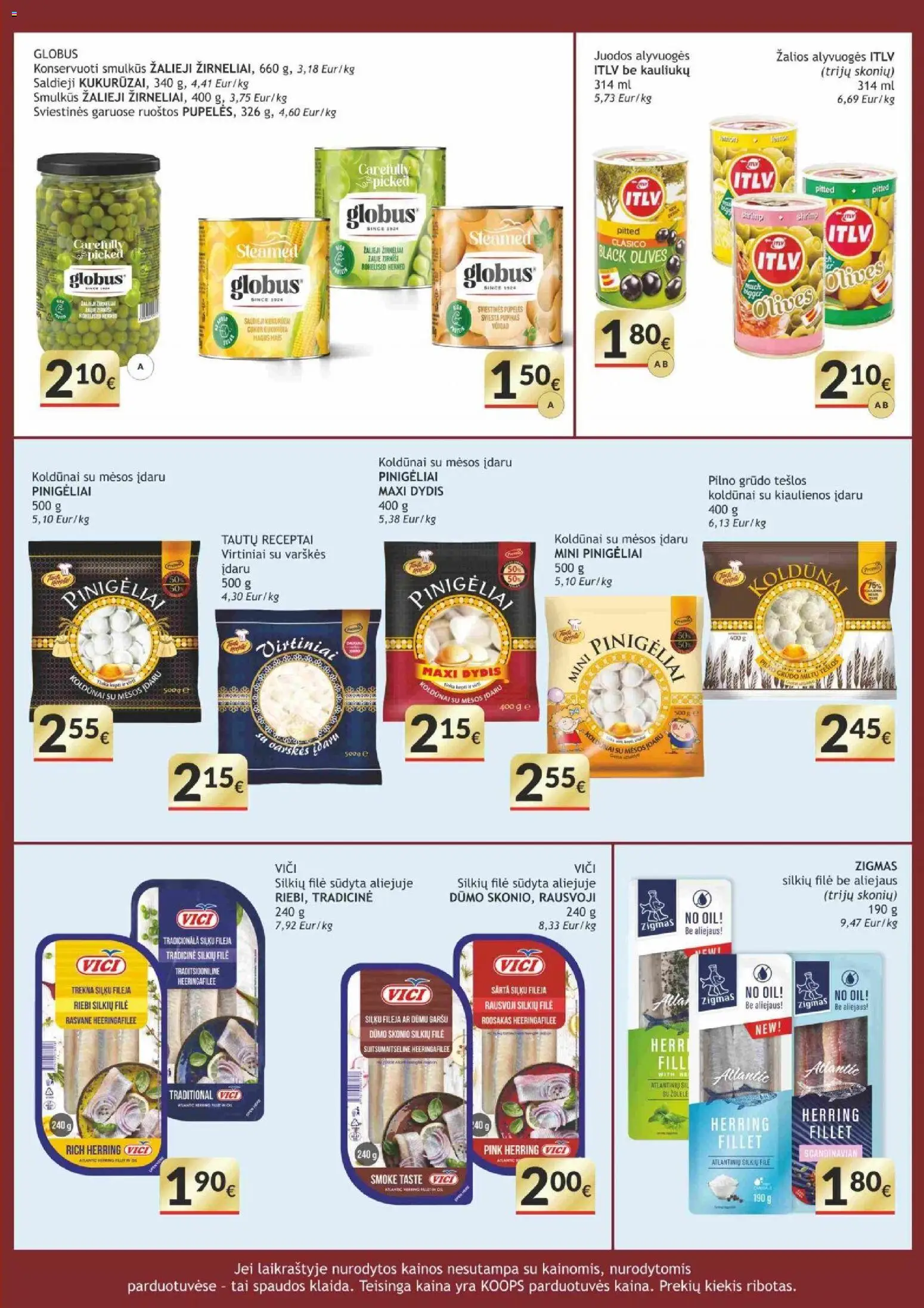 Koops akcijos nuo 09.03.2026 | Puslapis: 13 | Prekių: Kiaulienos, Pupelės, Silkių filė, Žirneliai