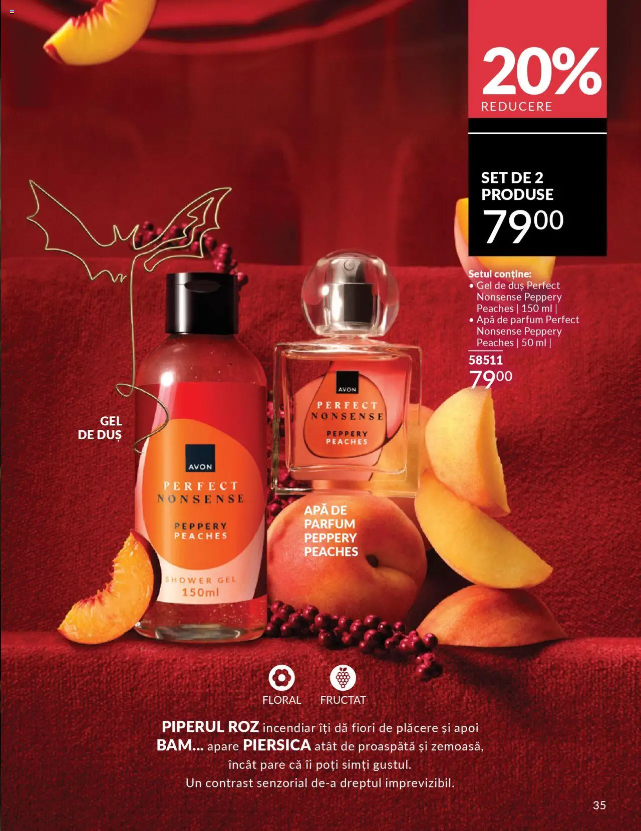 Noul catalog Avon – valabil de la 14.10.2025 | Pagină: 35 | Produse: Piersică, Duș, Gel de duș, Apă