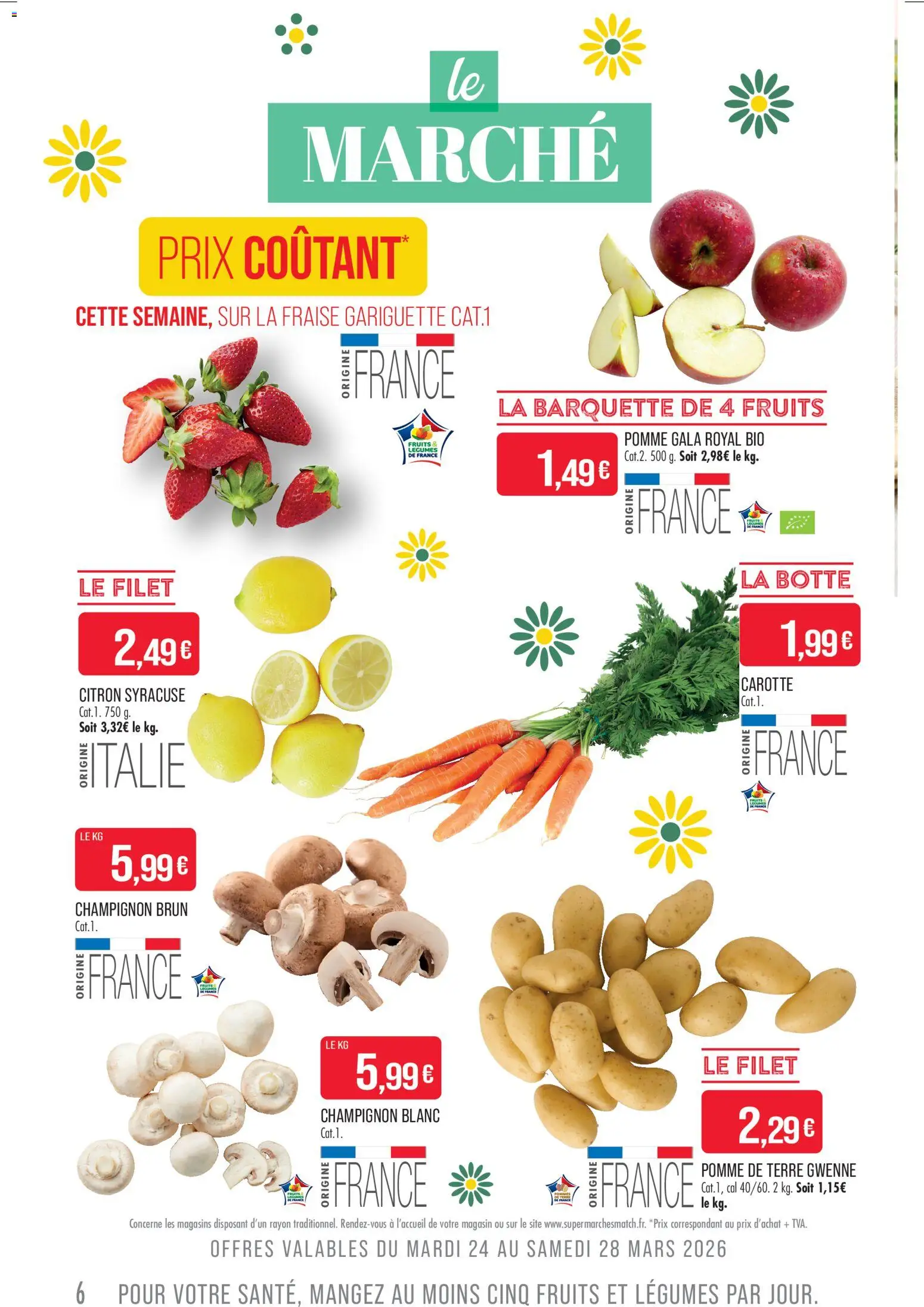 {H1} | Page: 6 | Produits: Citron, Fraise, Champignon, Carotte