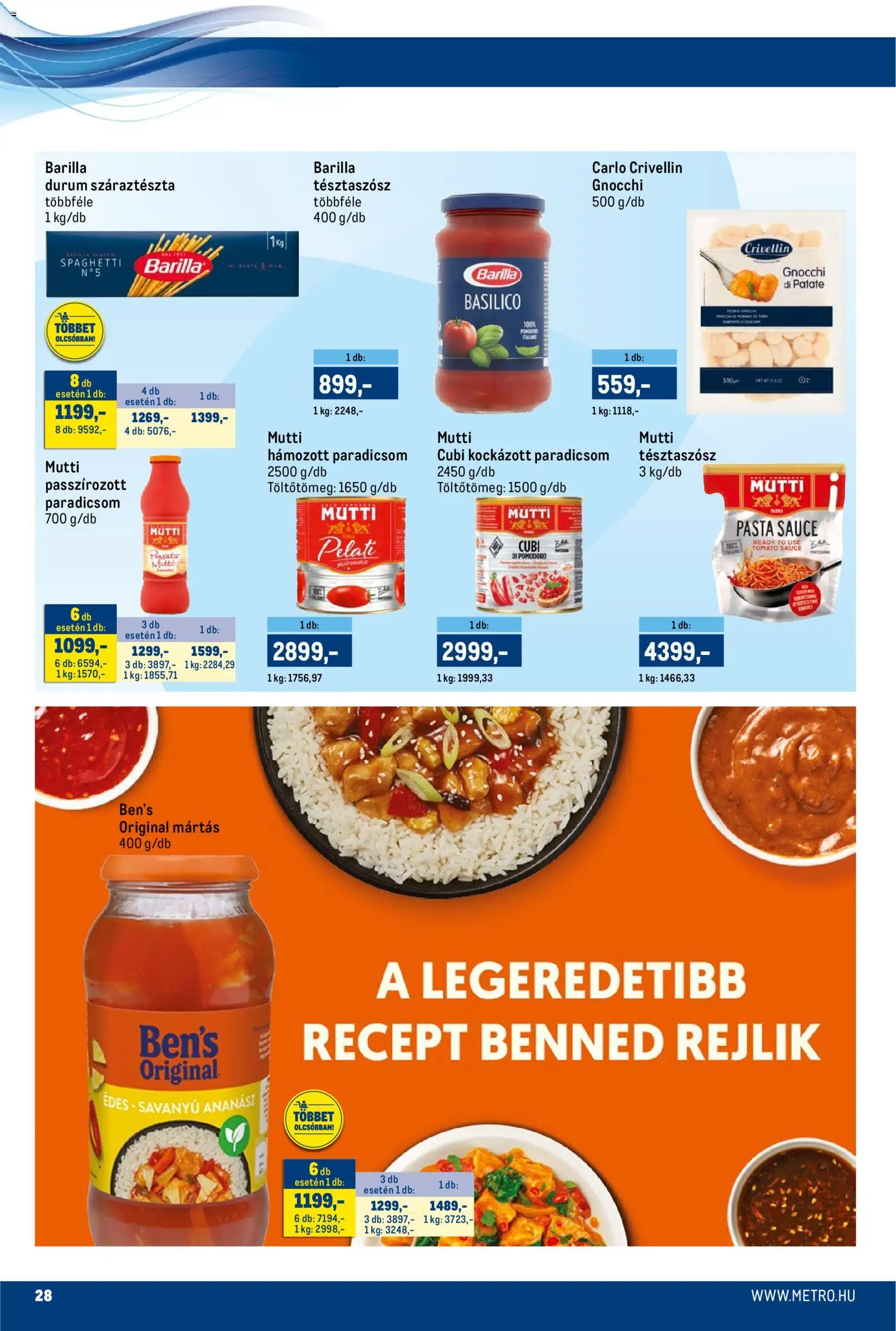 Metro akciós ujság - amely érvényes a következő dátumtól: 15.11.2025 | Oldal: 28 | Termékek: Paradicsom, Gnocchi, Ananász, Száraztészta