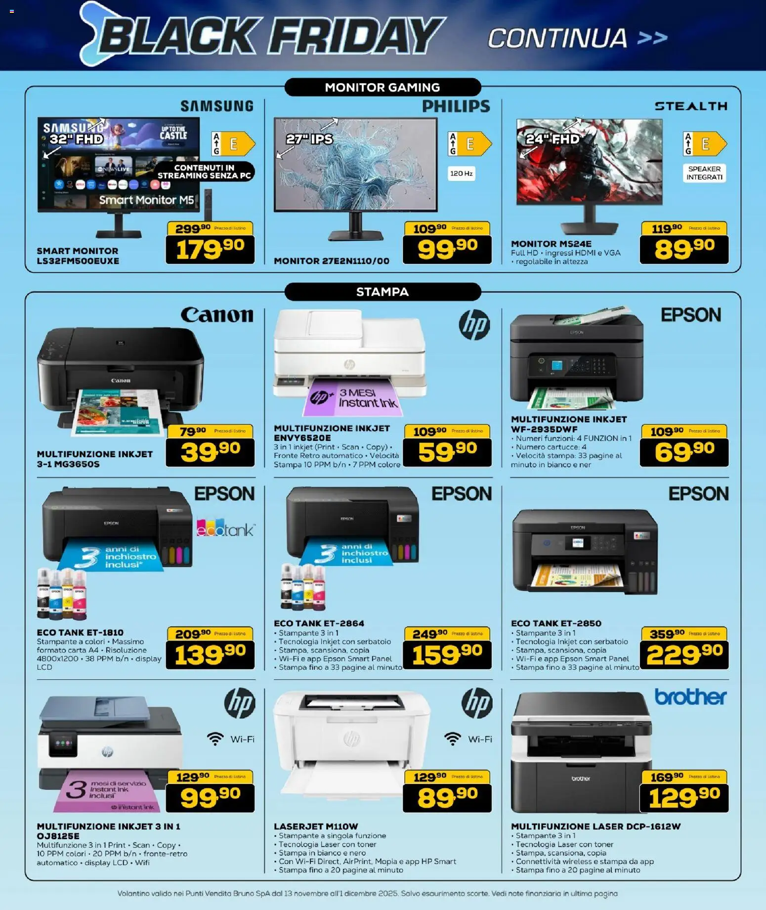 Volantino BRUNO del 13.11.2025 | Pagina: 13 | Prodotti: Stampante, Speaker, Stampa, Samsung