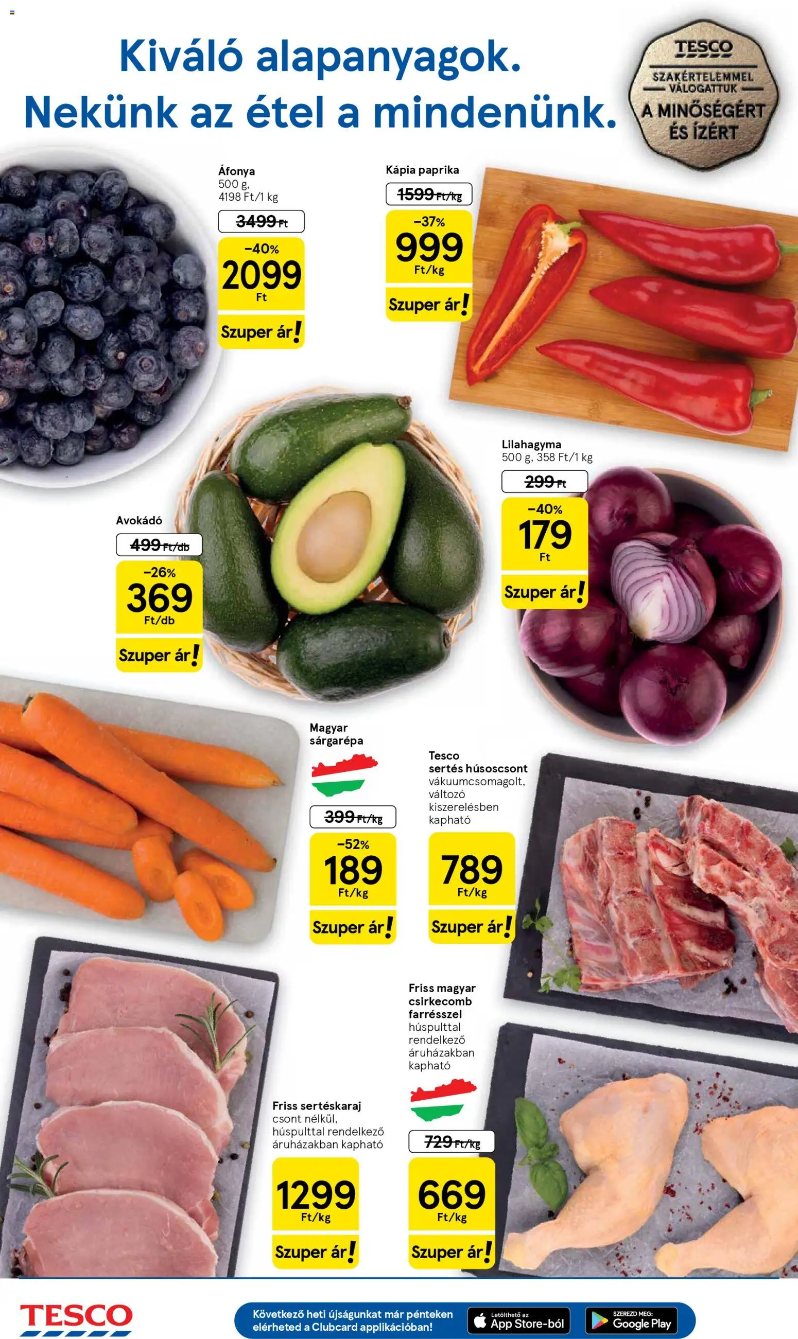 Tesco akciós ujság - amely érvényes a következő dátumtól: 19.02.2026 | Oldal: 2 | Termékek: Áfonya, Sárgarépa, Avokádó, Csirkecomb