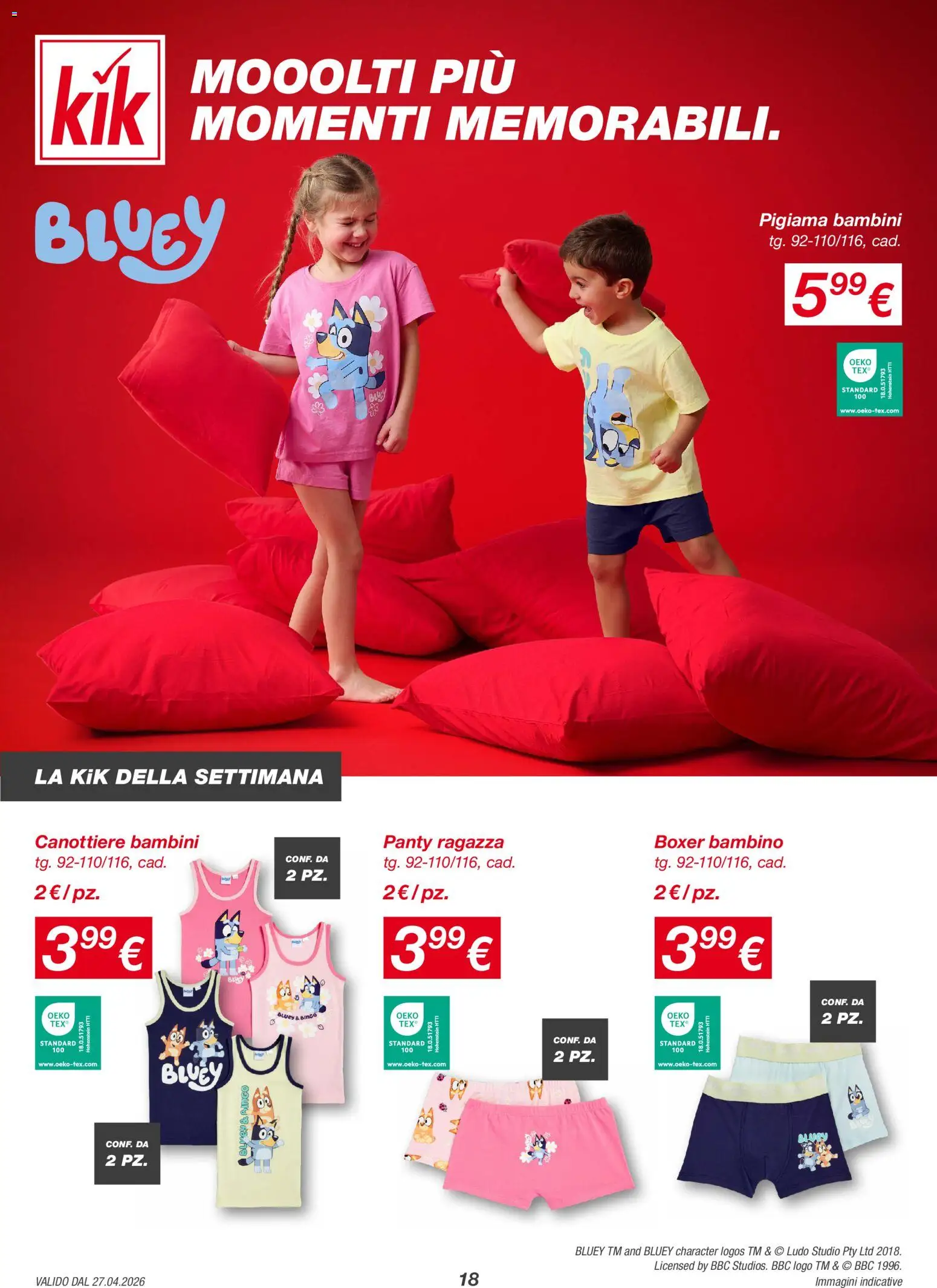 Volantino KiK del 27.04.2026 | Pagina: 18 | Prodotti: Pigiama, Boxer