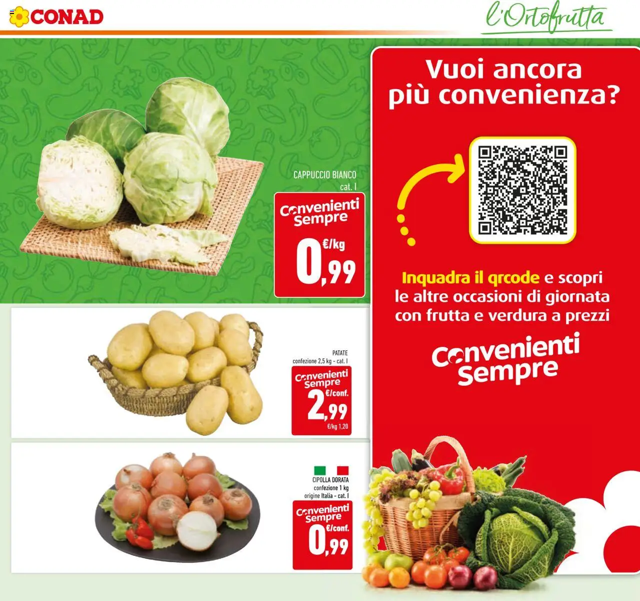 Volantino Conad del 22.10.2025 | Pagina: 23 | Prodotti: Patate, Frutta, Cappuccio