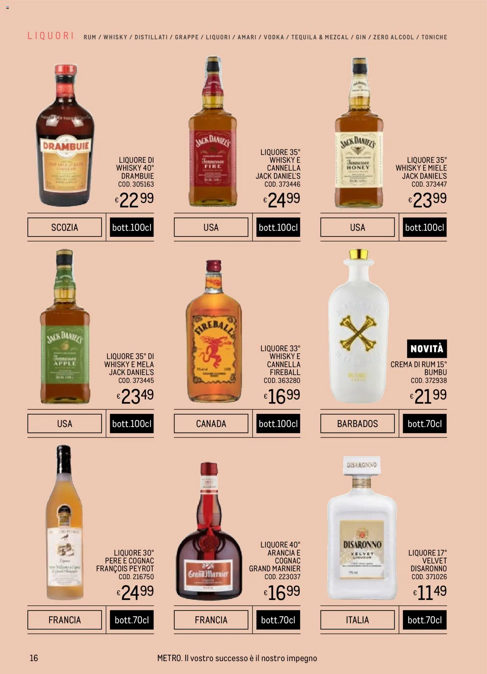 Volantino Metro del 06.11.2025 | Pagina: 16 | Prodotti: Crema, Gin, Vodka, Tequila