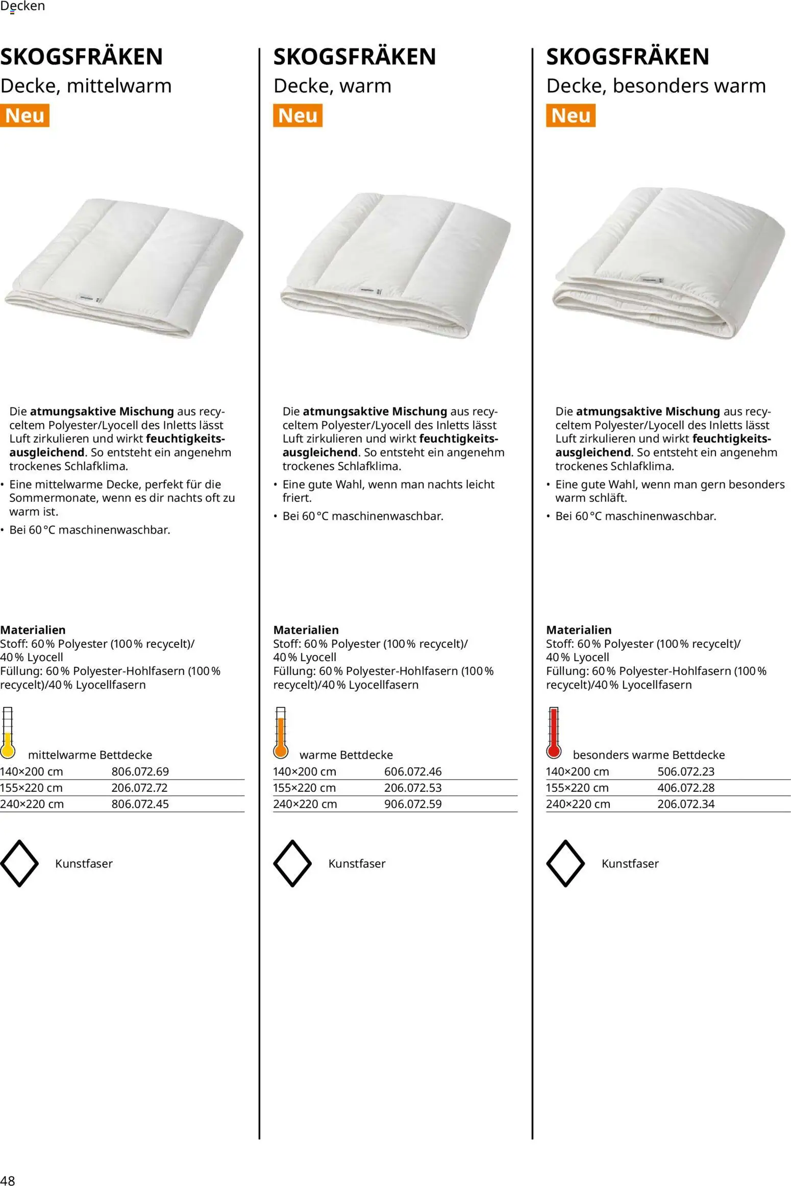 Ikea Prospekt  Schlafkomfort	 – gültig ab 30.09.2025 | Seite: 48 | Produkte: Decke, Bettdecke